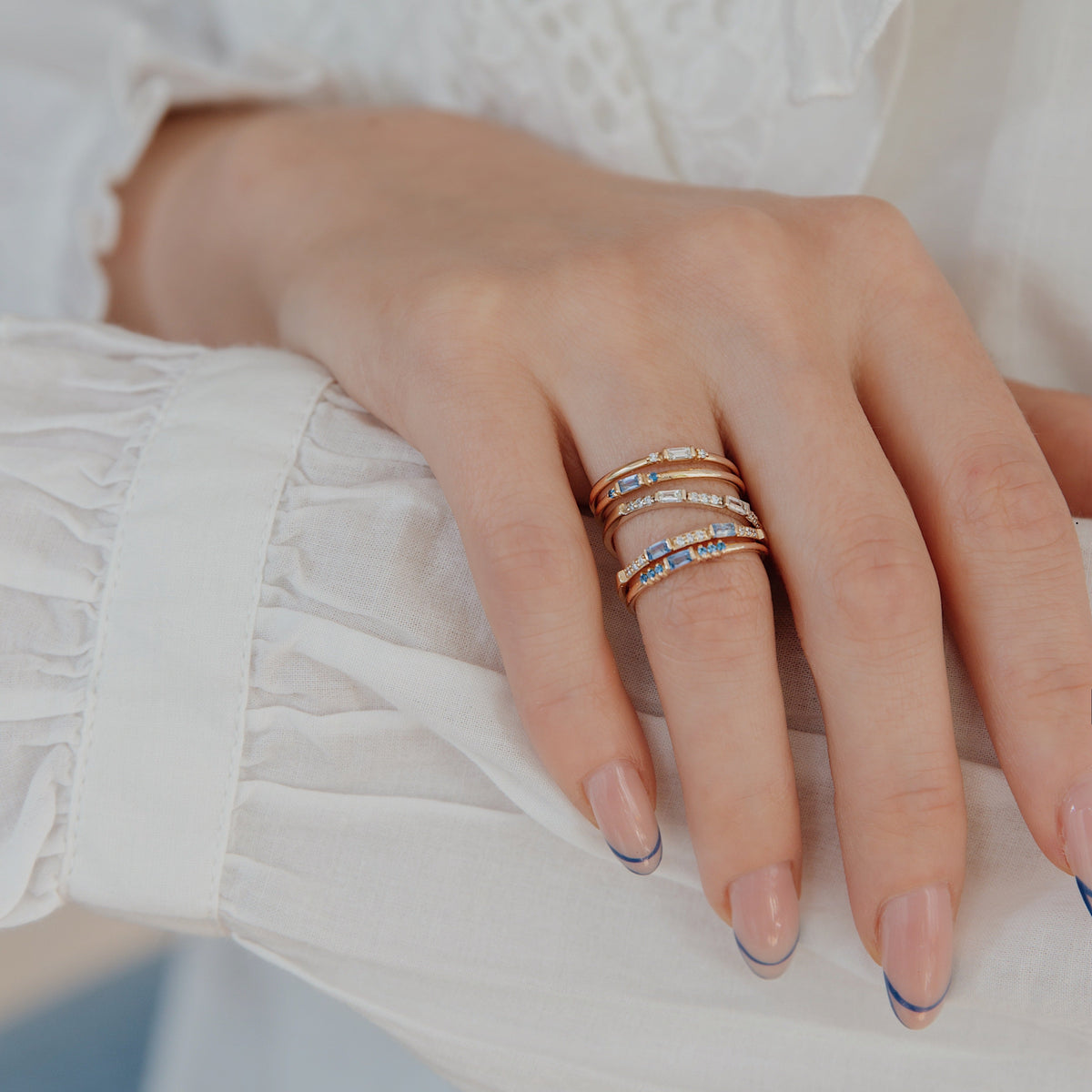 Baguette Sapphire Eternity Ring With Diamonds Orizzo fine jewelry
