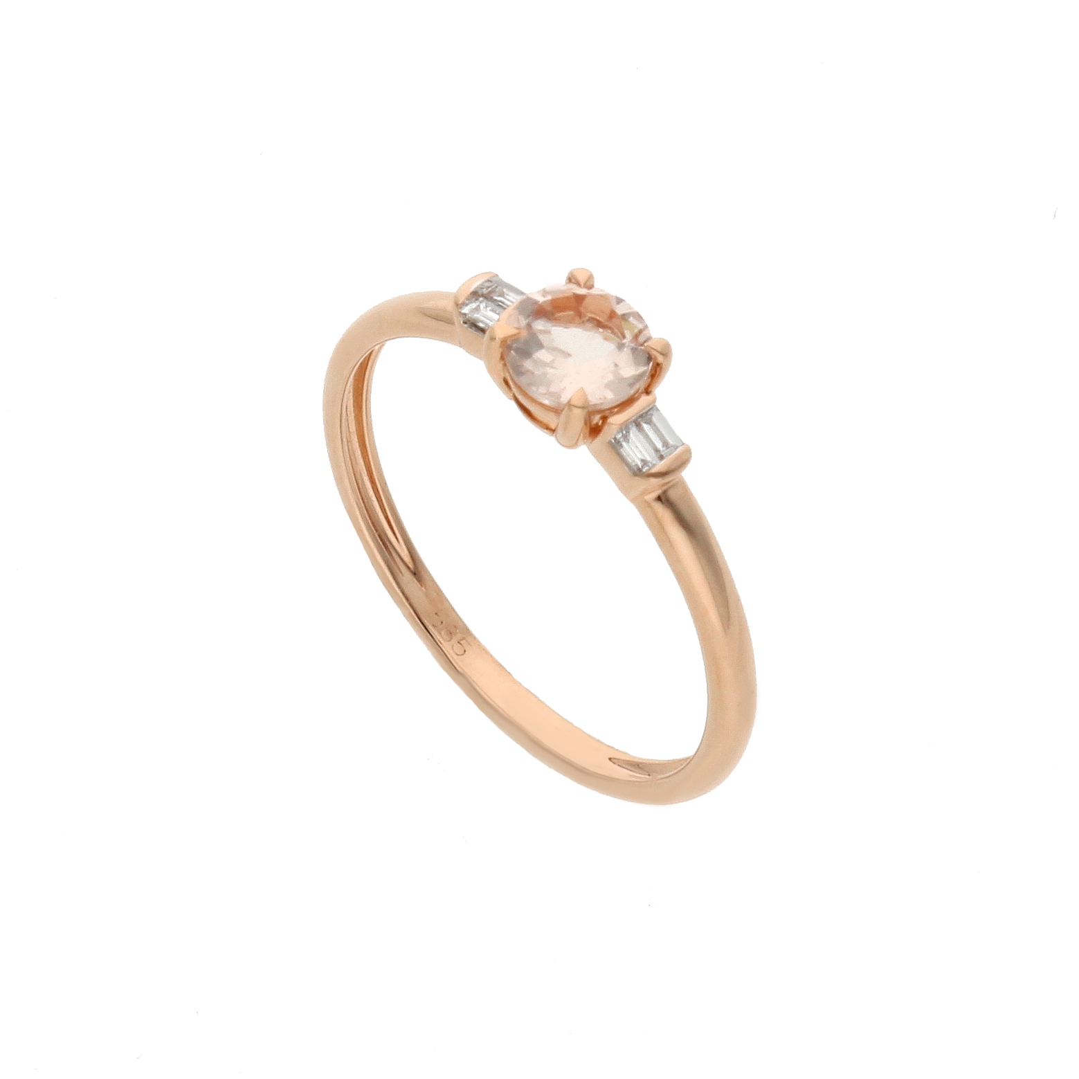 Morganite Ring with Baguette Diamonds