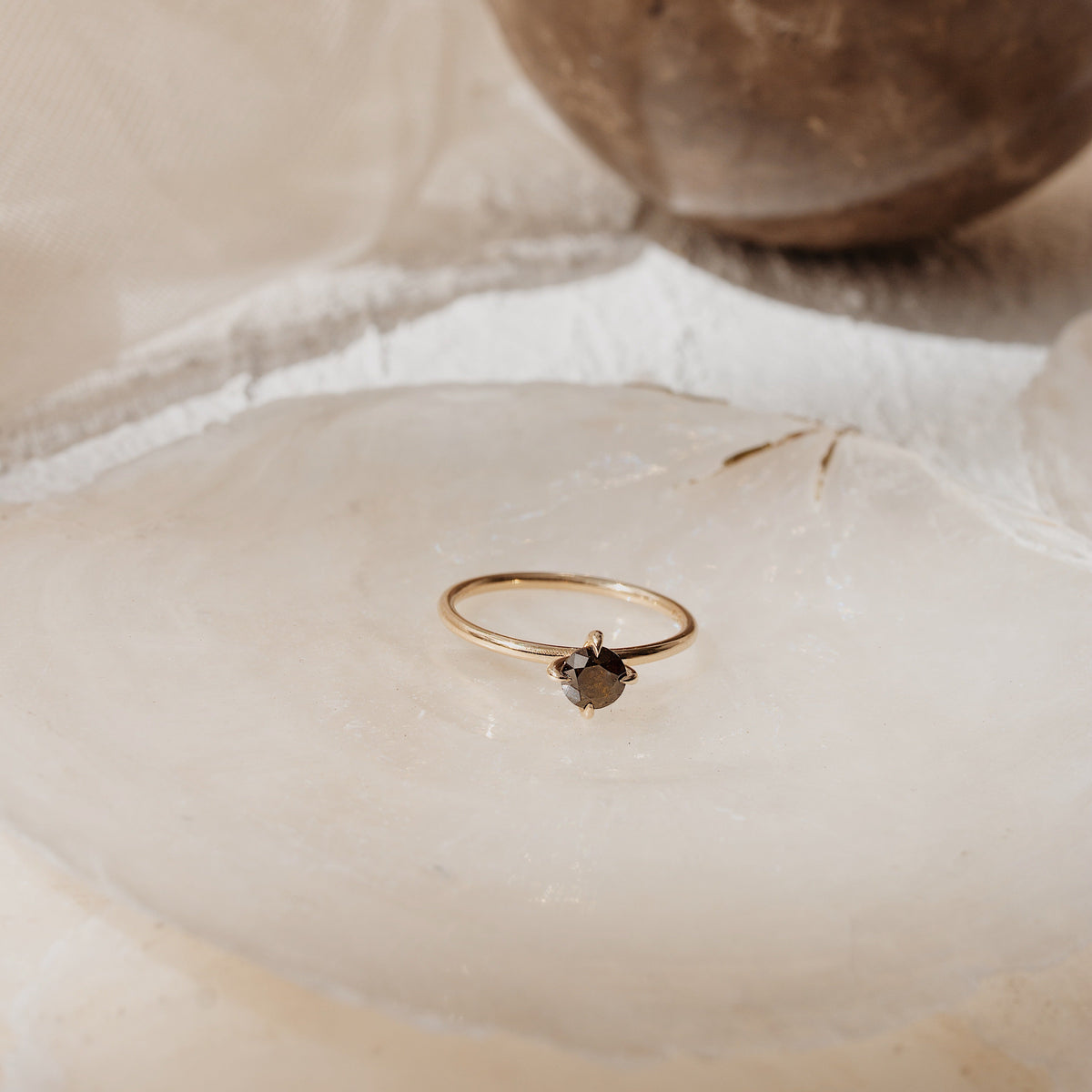 Cognac Color Brown Diamond Solitaire Engagement Ring Orizzo fine jewelry