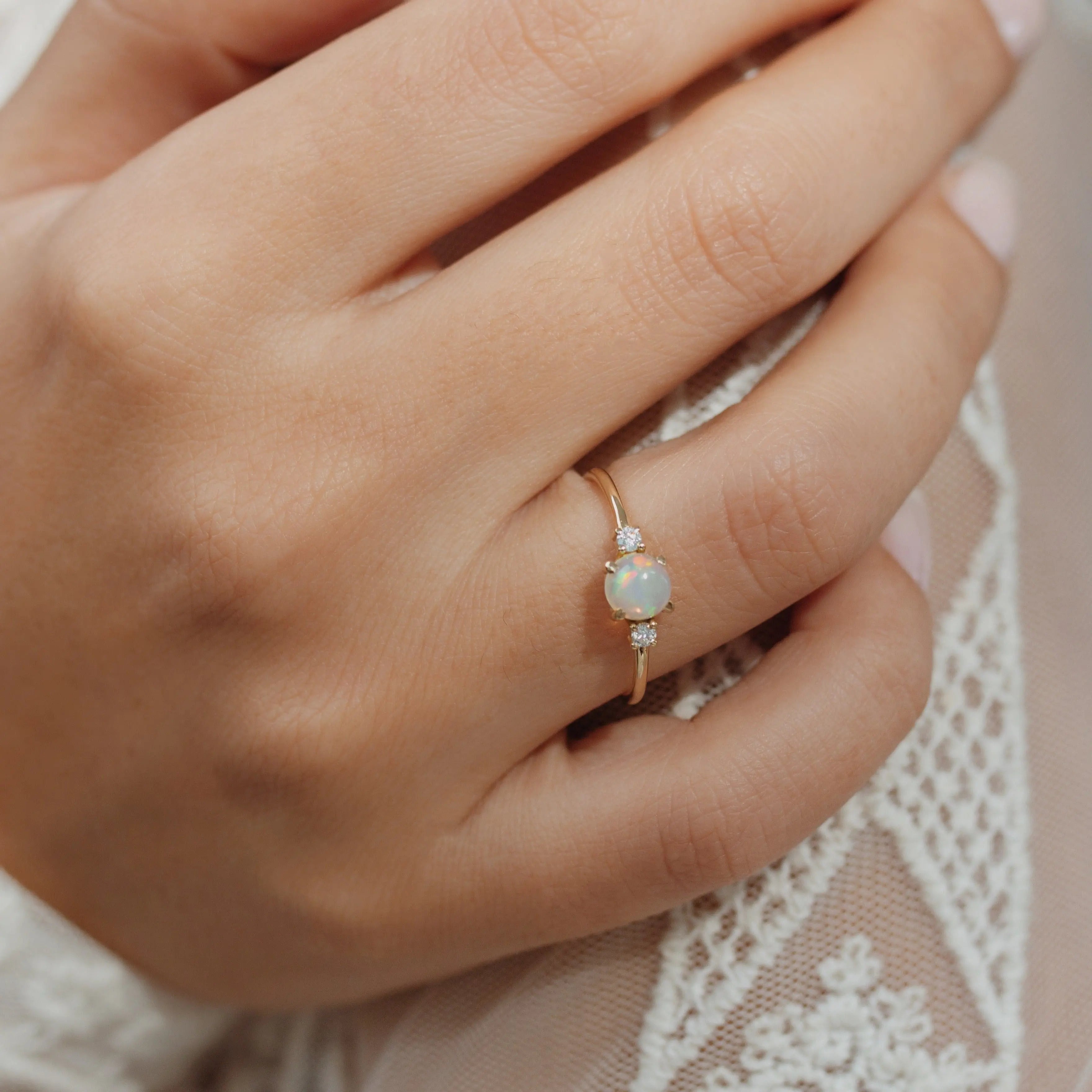 Opal Engagement Ring With Diamond Orizzo fine jewelry