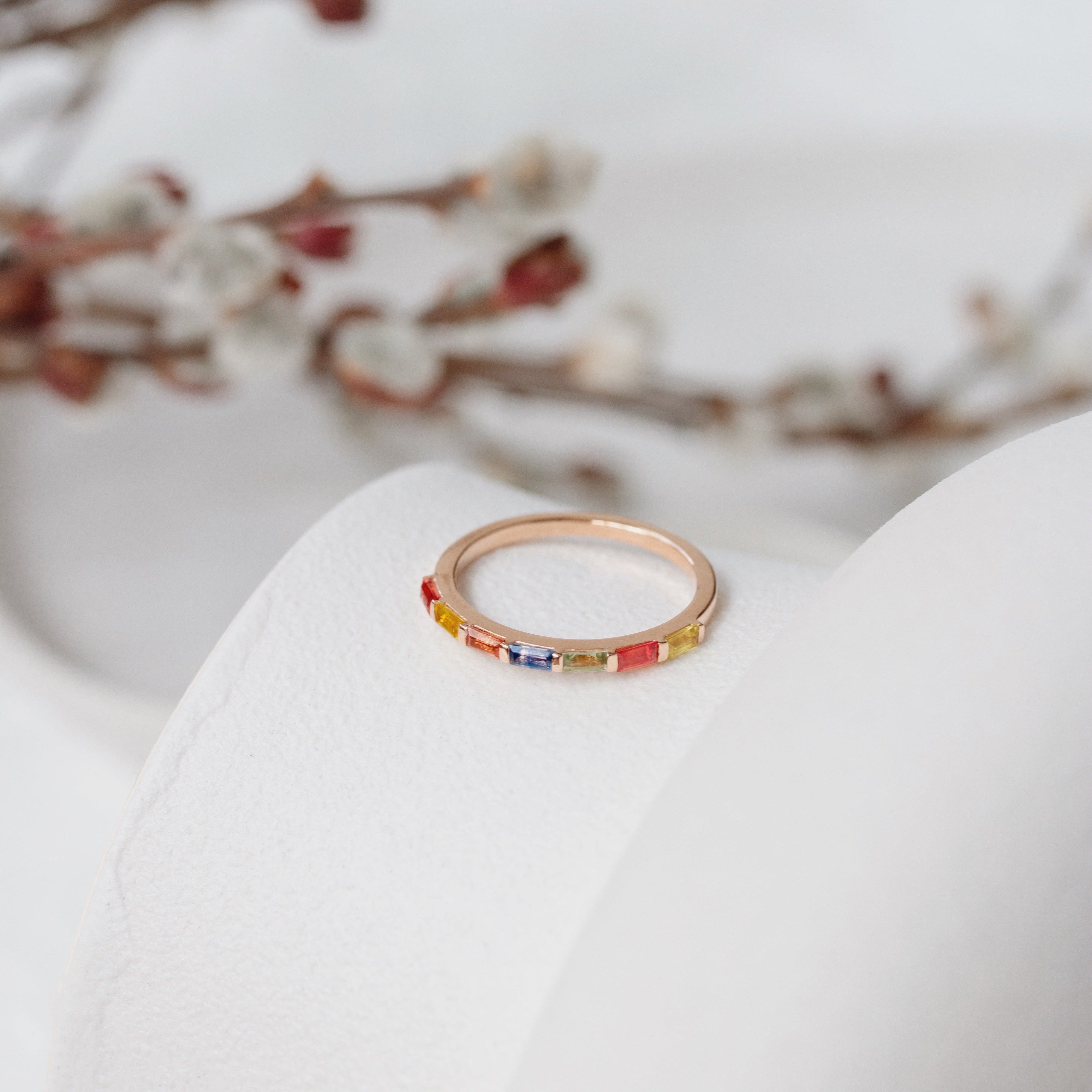 Baguette Multisapphire Wedding Band Orizzo fine jewelry