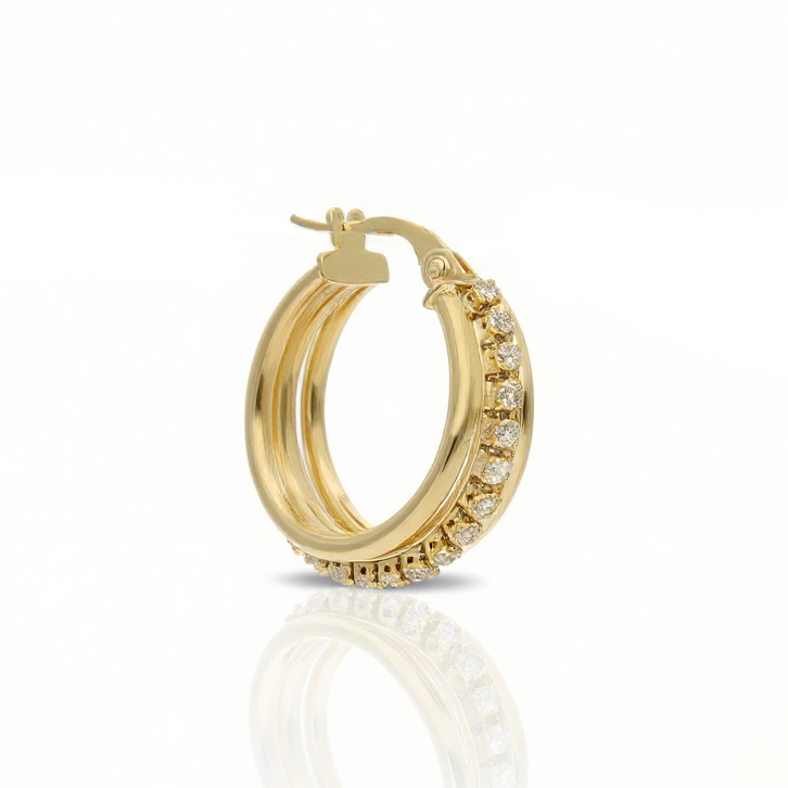14K Gold Double-Row Zirconia Hoop Earrings