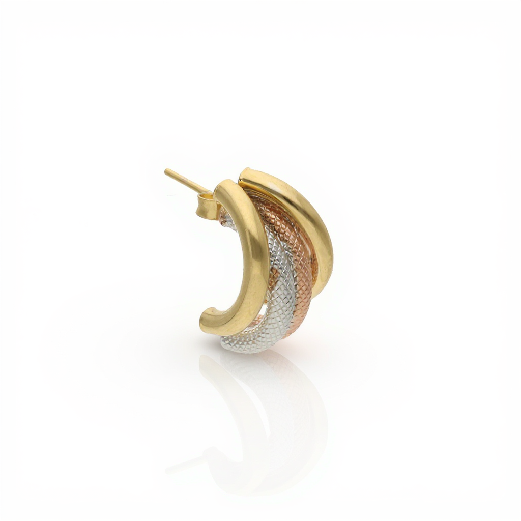 14K Gold Tri-Color Gold Textured Ring