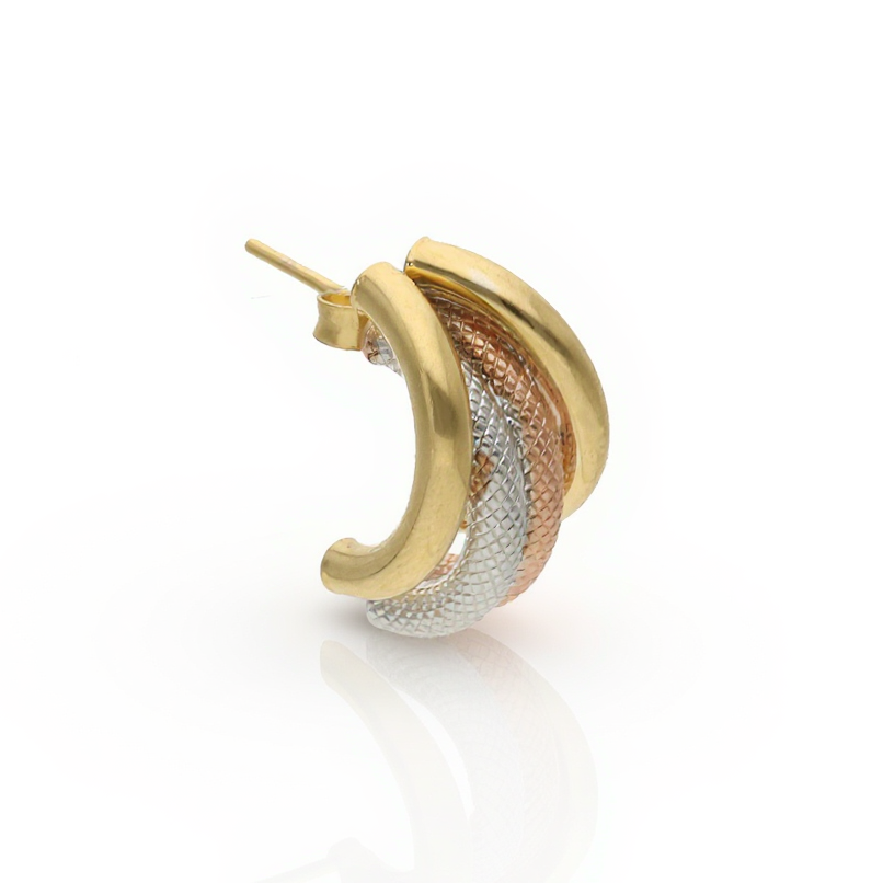 14K Gold Tri-Color Gold Textured Ring