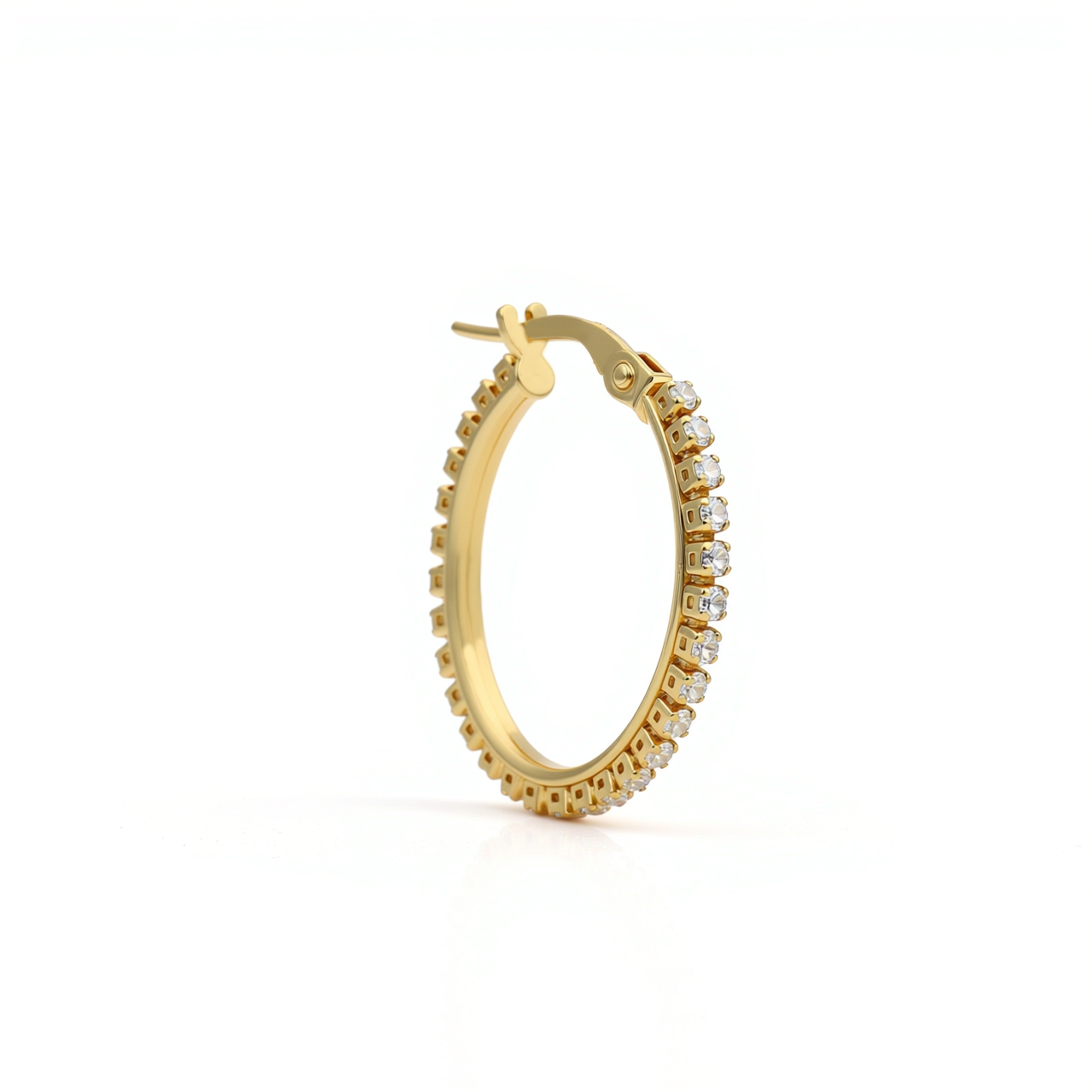 Oval Gold Hoop Earrings With Zirconia