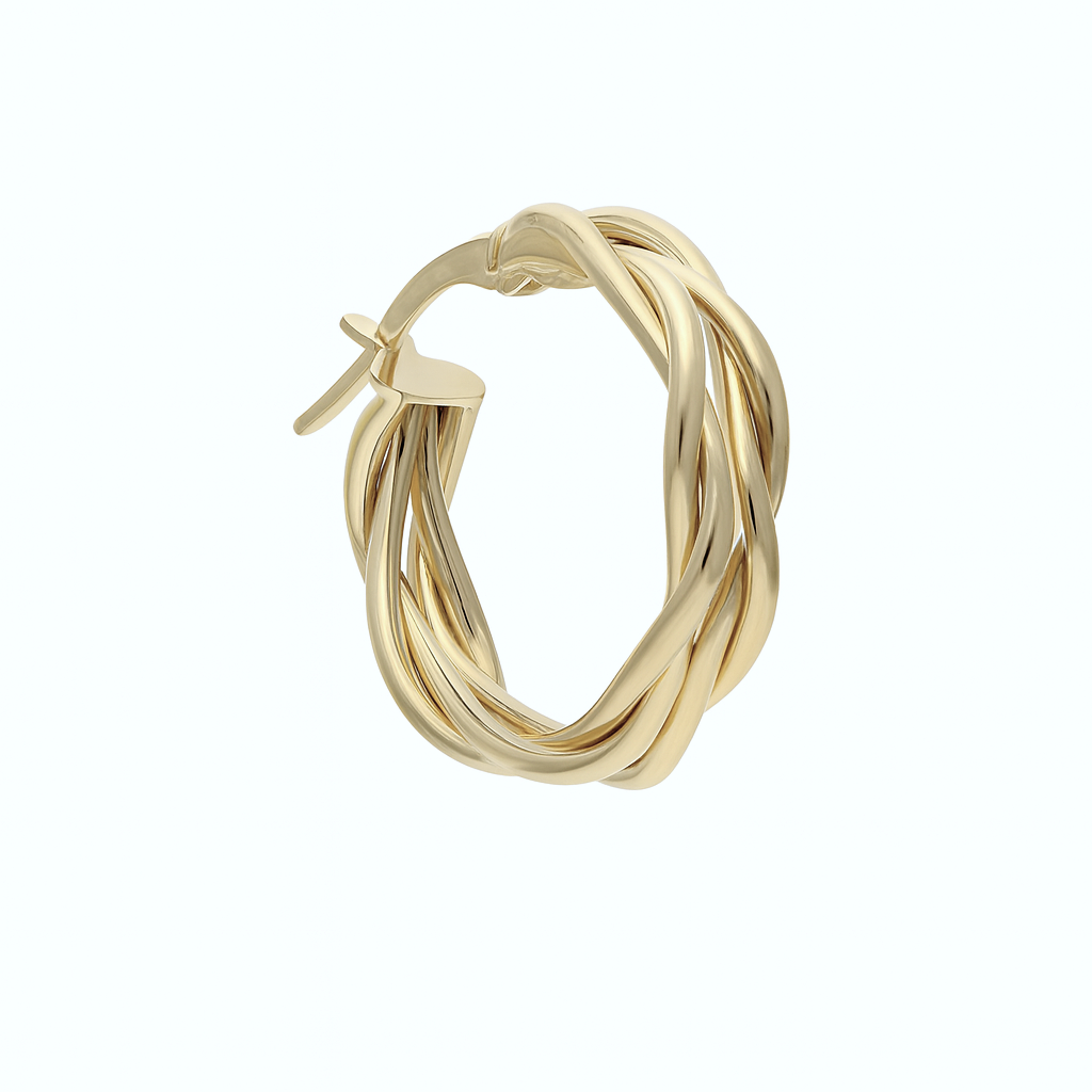 Twisted Wide Hoop Earrings In 14K Gold