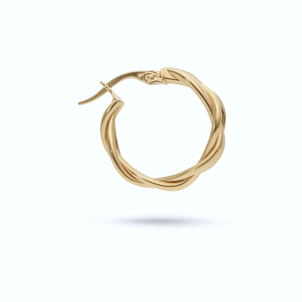Twisted Wide Hoop Earrings In 14K Gold
