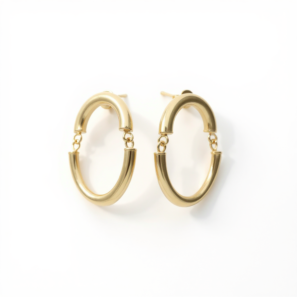 14karátové Zlaté Propojené Oválné Kruhové Náušnice