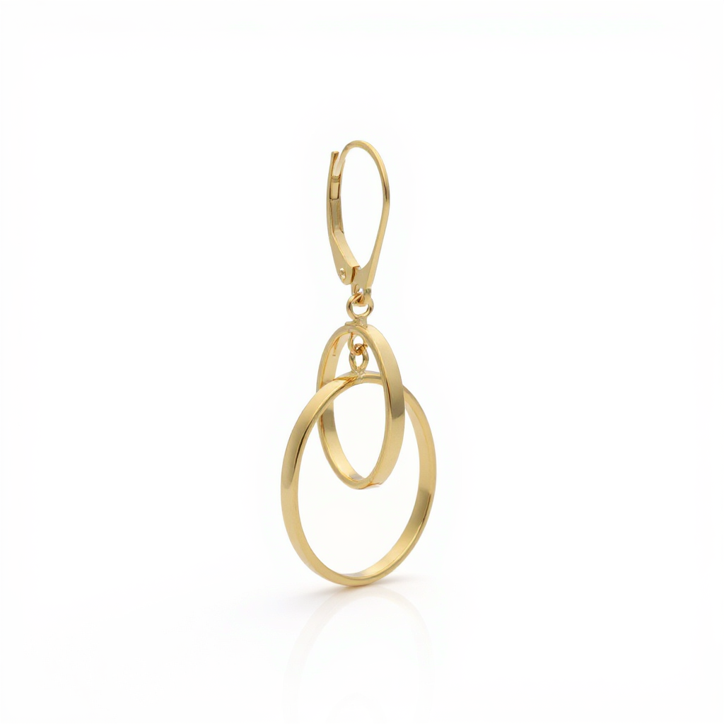 14karátové Zlaté Dvojité Visací Kruhové Náušnice – Tenké