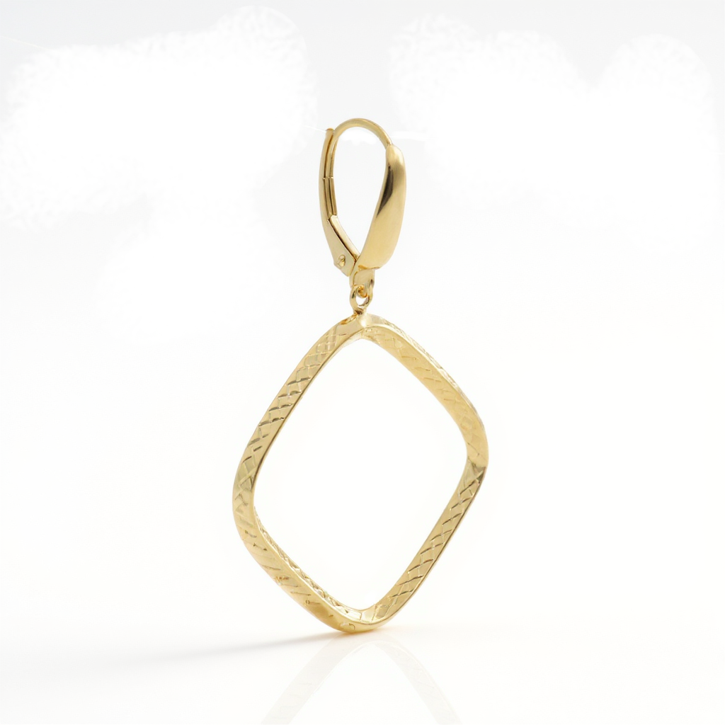 14karátové Zlaté Kruhové Náušnice Kosočtverce