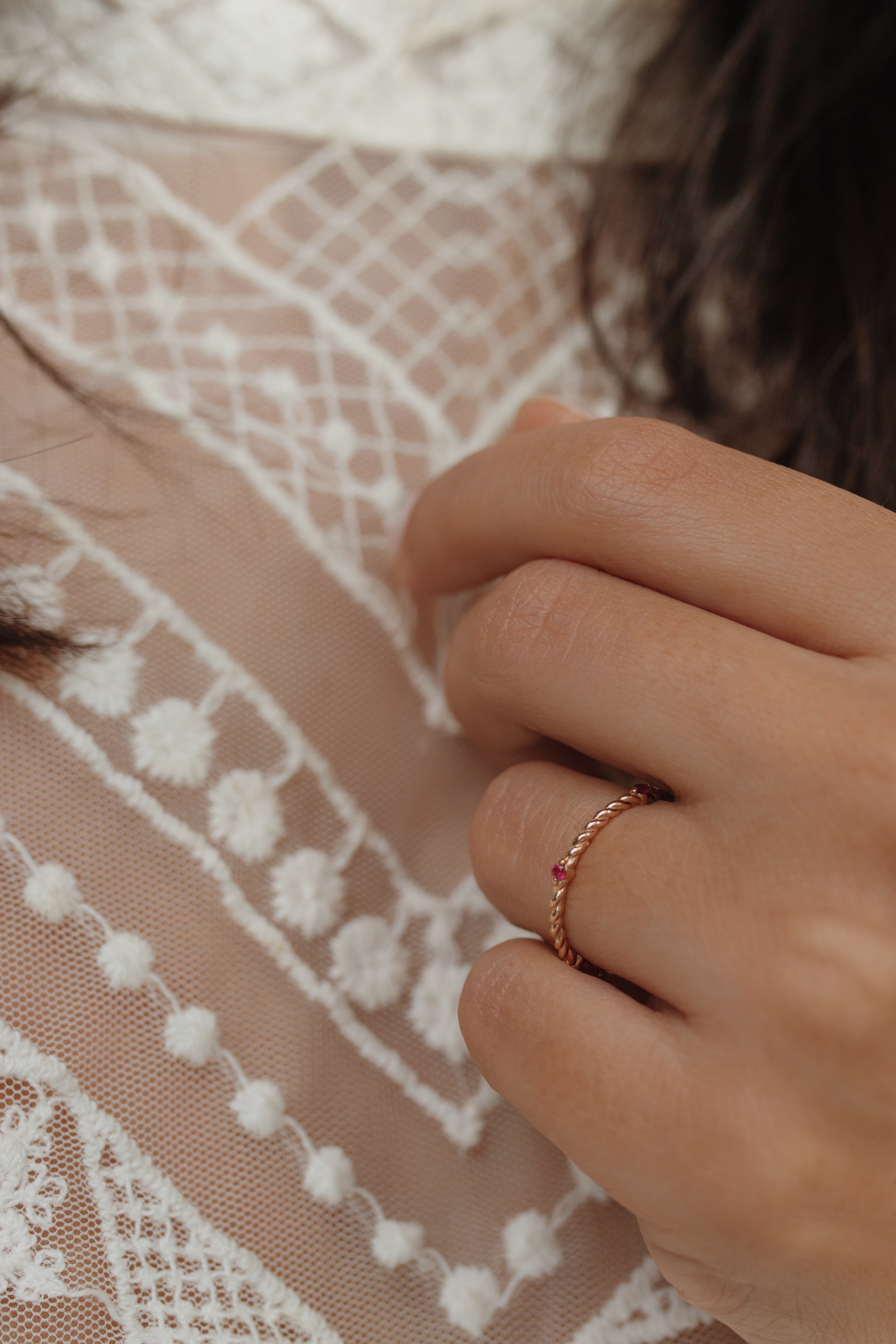Twisted Wedding Band With Ruby Orizzo fine jewelry