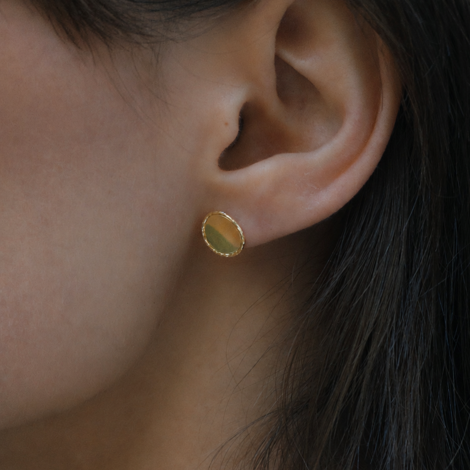 Round Disc Stud Earrings