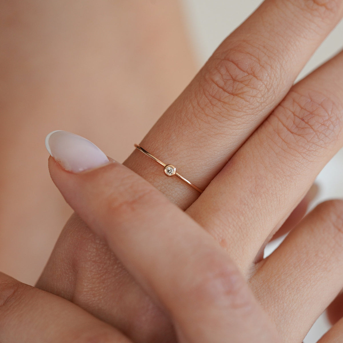 Minimalistický diamantový prsten – 14kt zlato - Mini