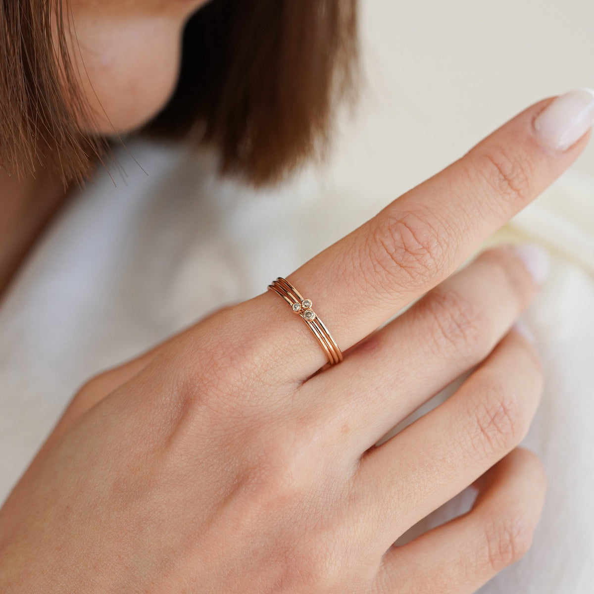 Minimalistický diamantový prsten – 14kt zlato - Mini