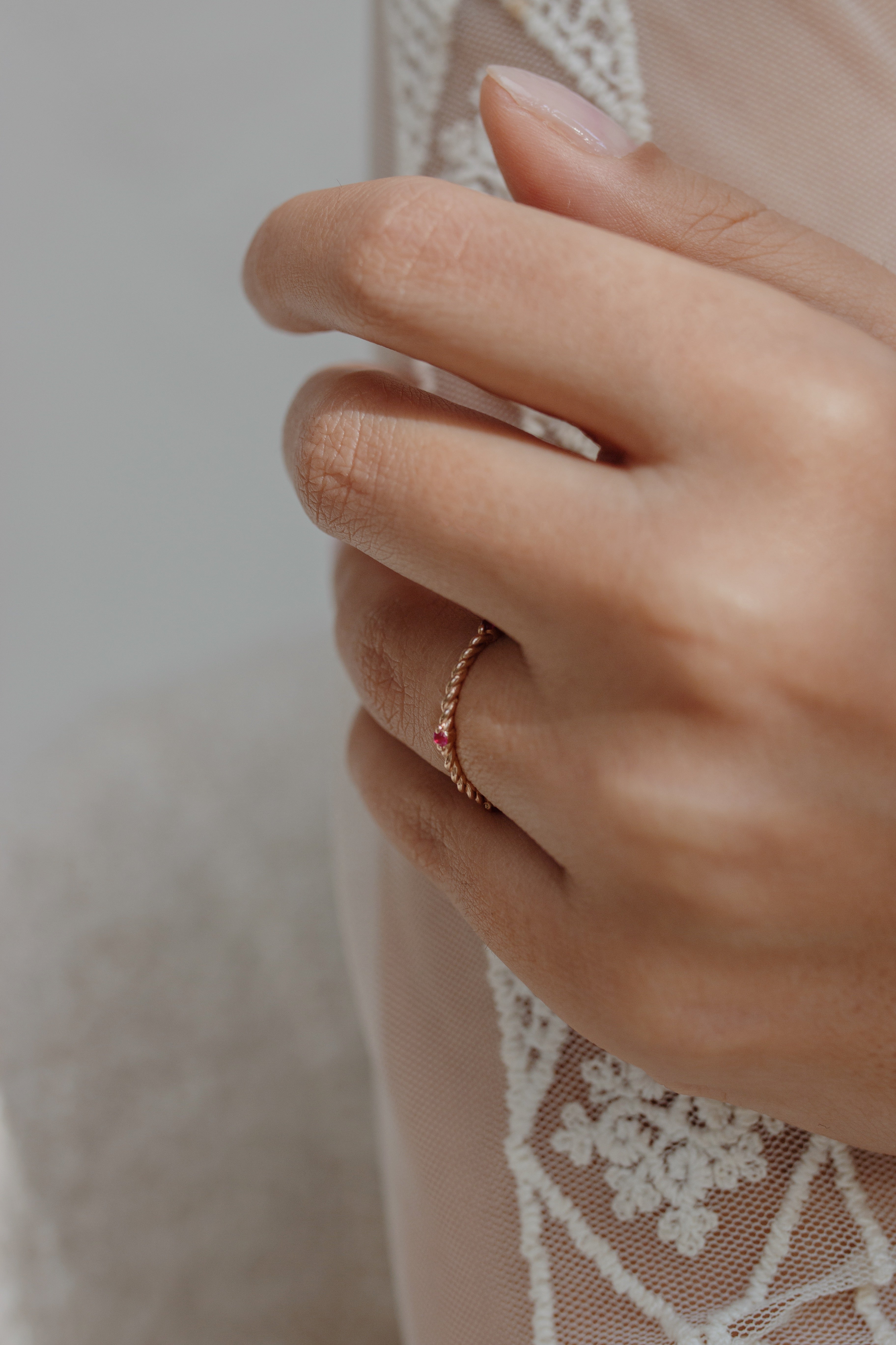 Twisted Wedding Band With Ruby Orizzo fine jewelry