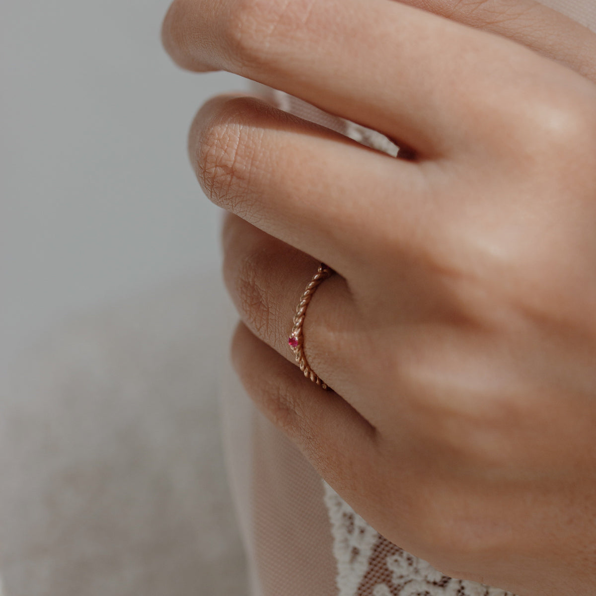 Twisted Wedding Band With Ruby Orizzo fine jewelry