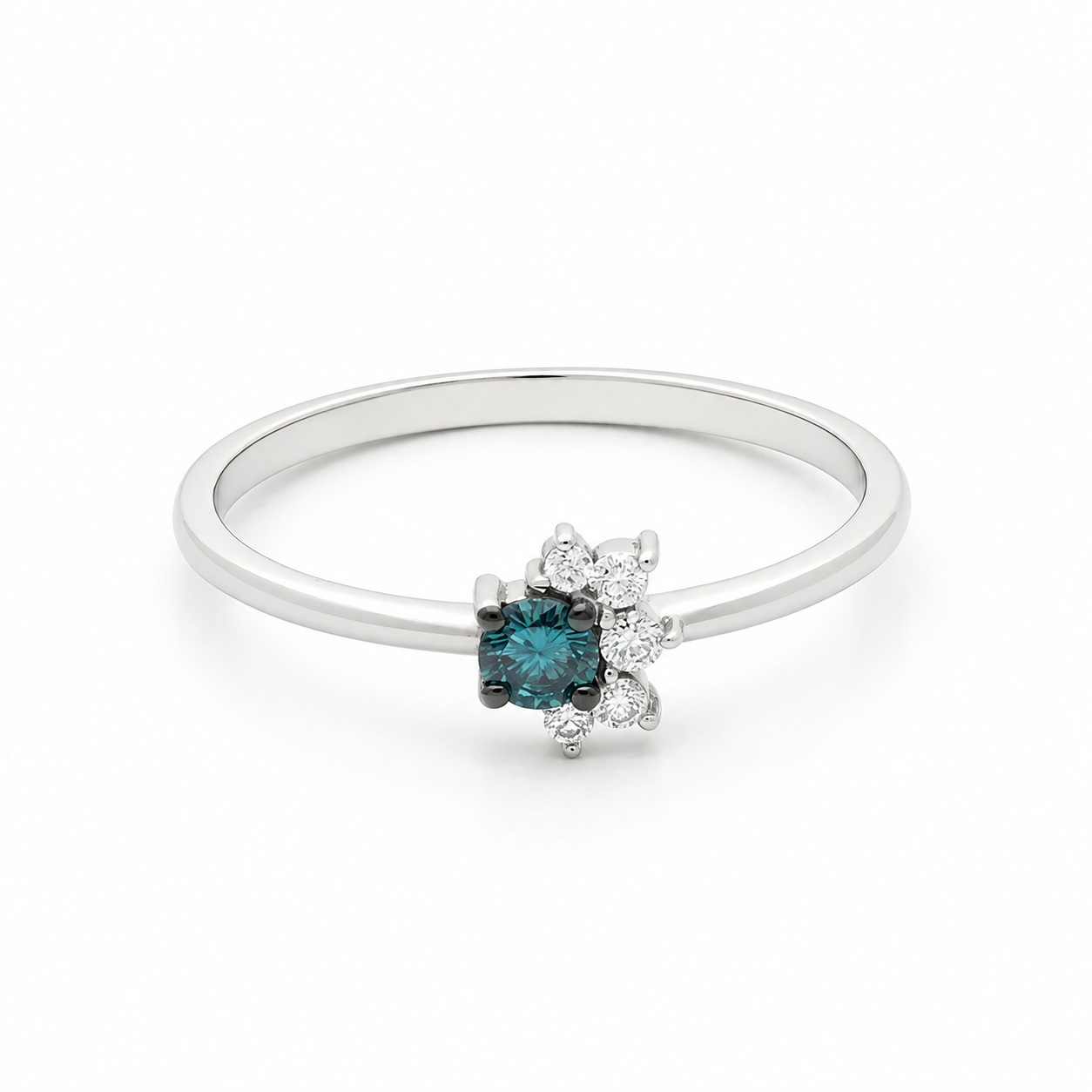 Blue Diamond Half Starburst Ring In 14k Gold