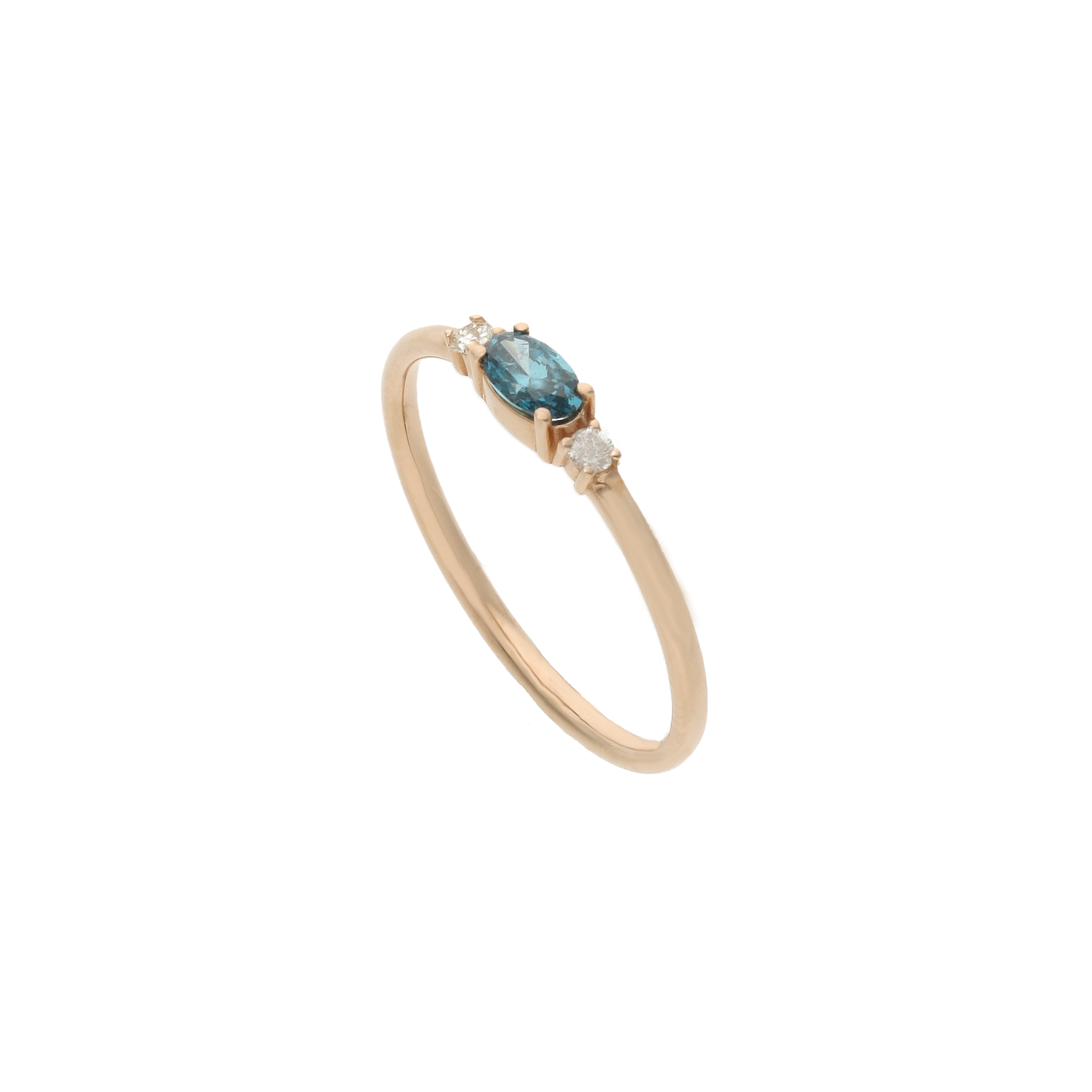 Horizontaler Blauer Diamant Ring mit Weißen Diamanten