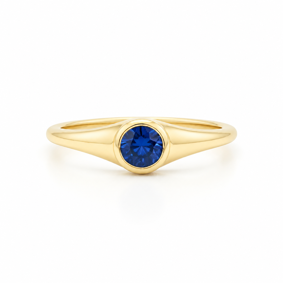 Blue Sapphire Signet Ring In 14K Gold