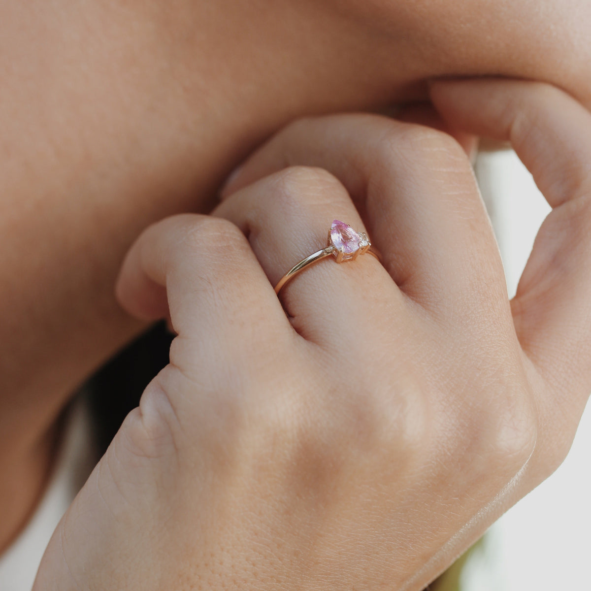 Pink Saphir Ring mit Diamant – Double Stone Ring