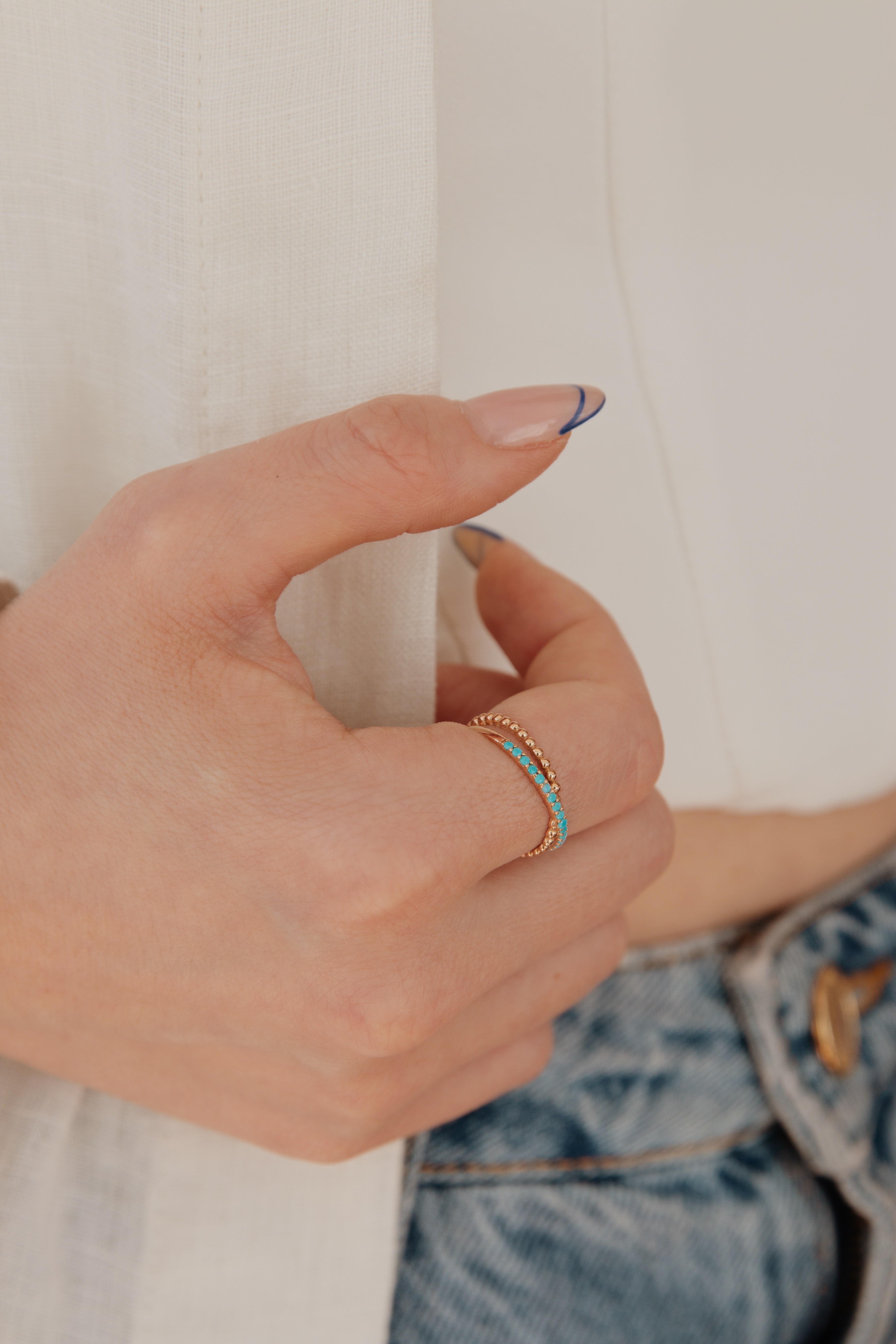 Criss Cross Turquoise Gold Ring Orizzo fine jewelry