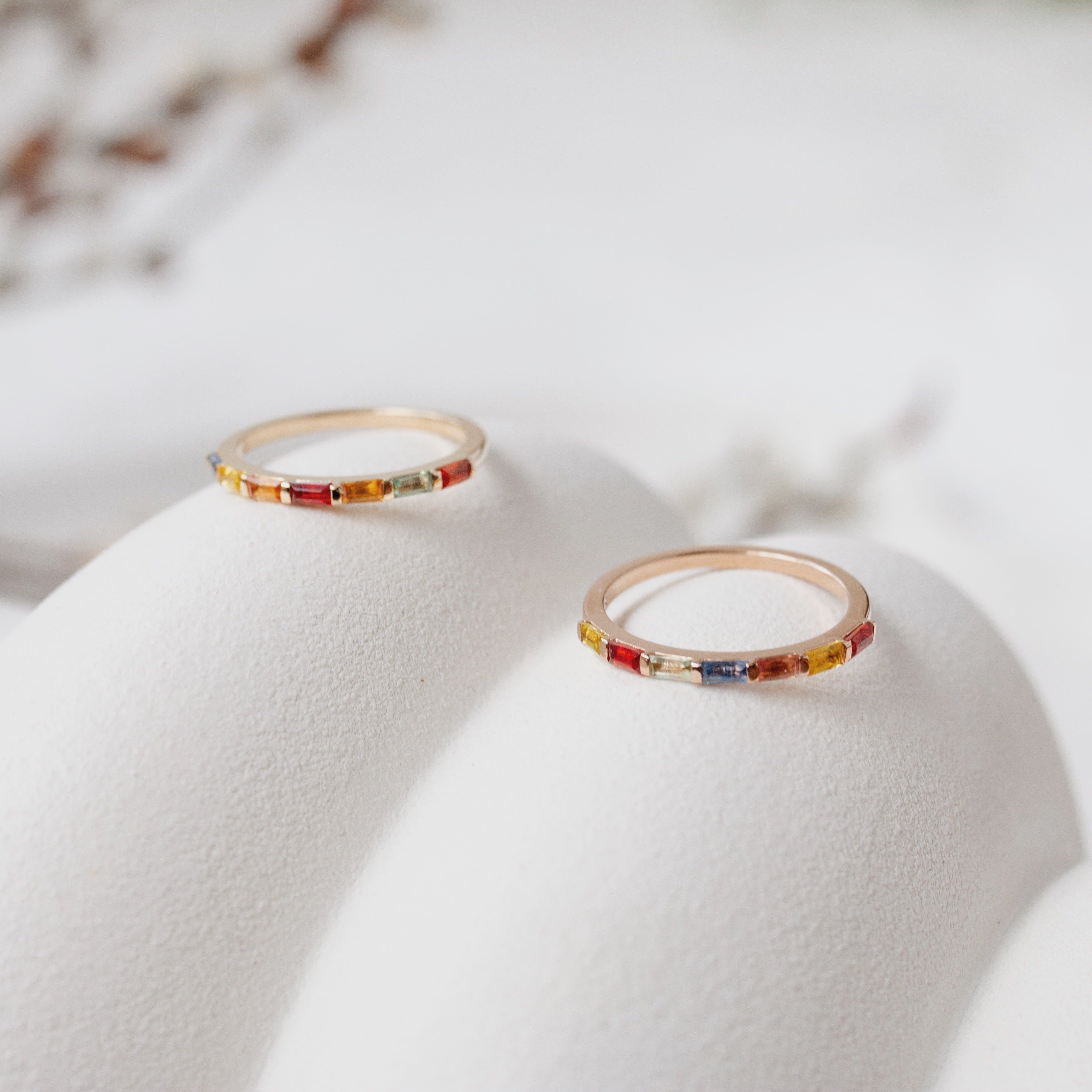 Baguette Multisapphire Wedding Band Orizzo fine jewelry