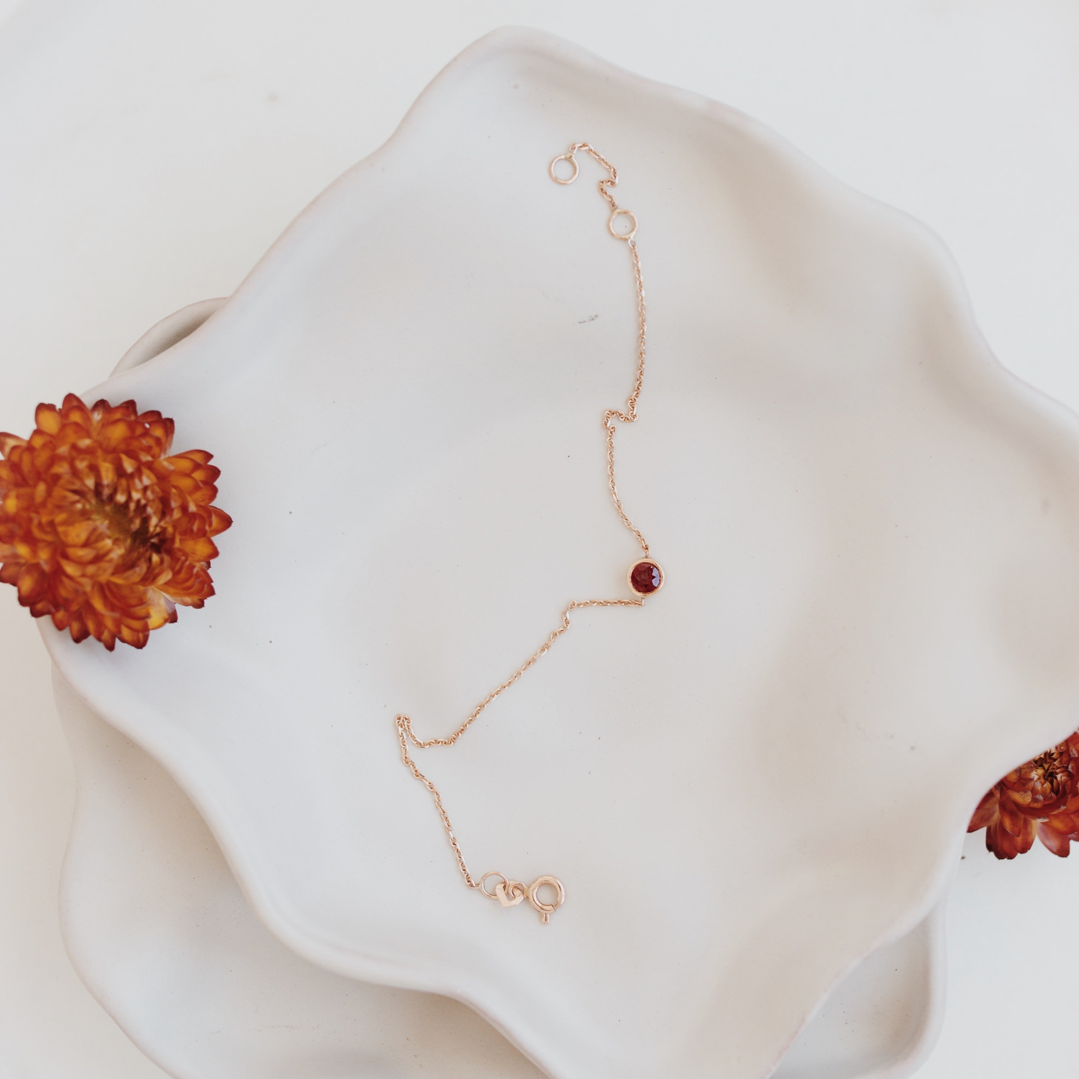 Bezel Set Ruby Bracelet In 14K Gold
