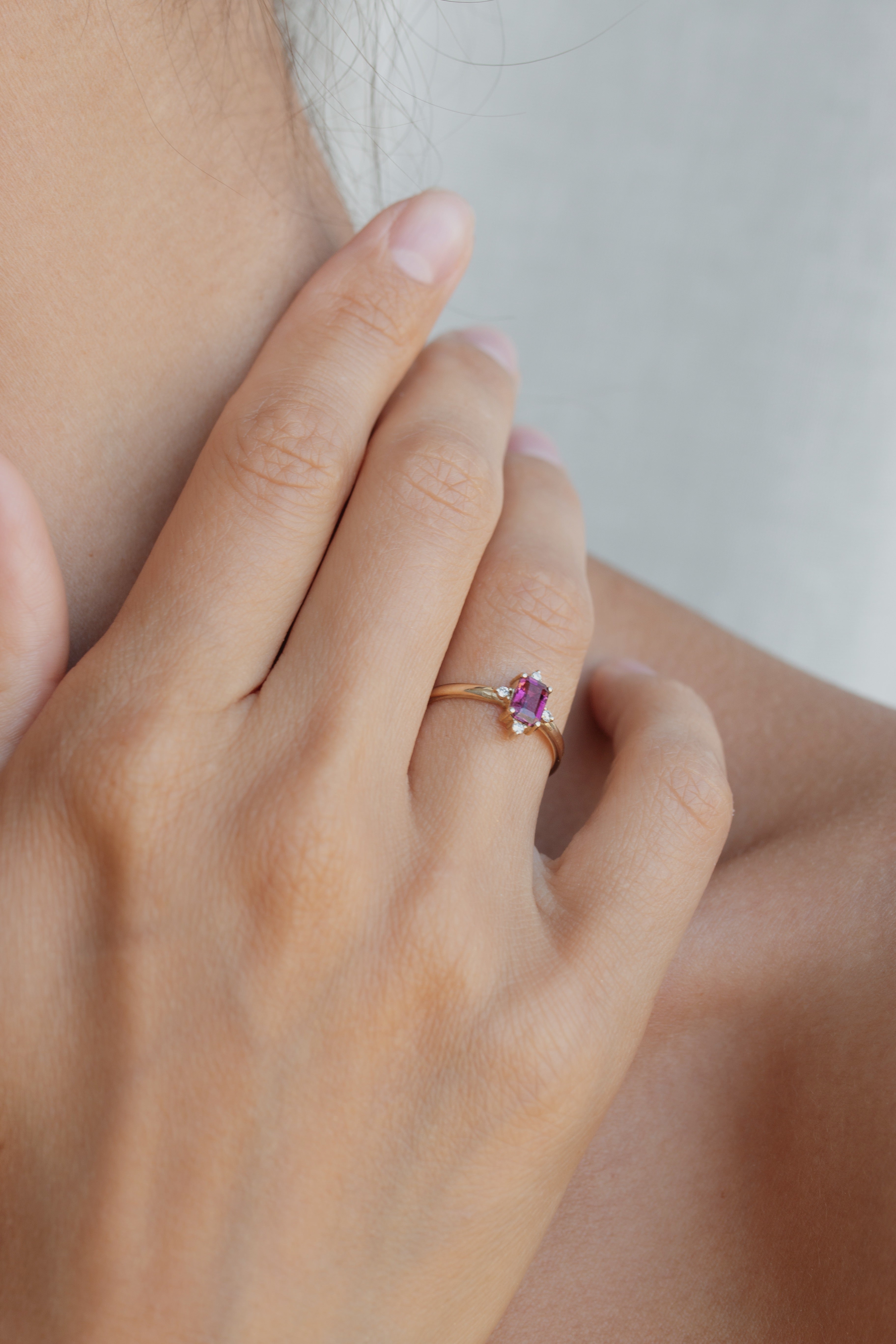 Art Deco Tourmaline Engagement Ring with Diamonds Orizzo fine jewelry