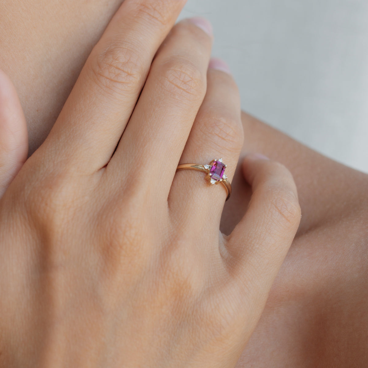 Art Deco Tourmaline Engagement Ring with Diamonds Orizzo fine jewelry