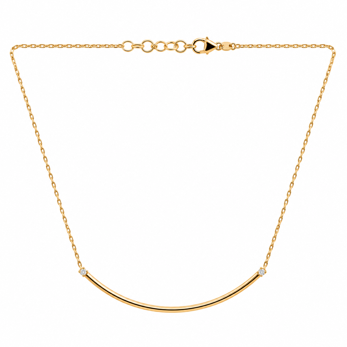 Curved Bar Necklace With Zirconia
