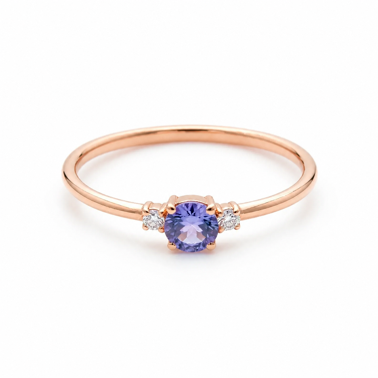 Dainty Tanzanite Ring With Diamond - Trinity