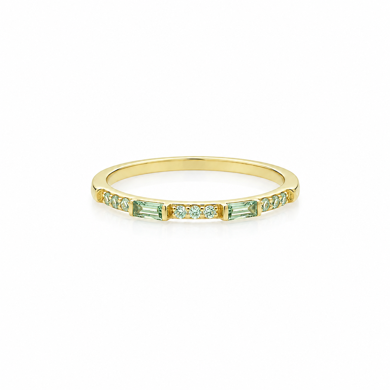 Baguette Cut Green Sapphire Eternity Ring