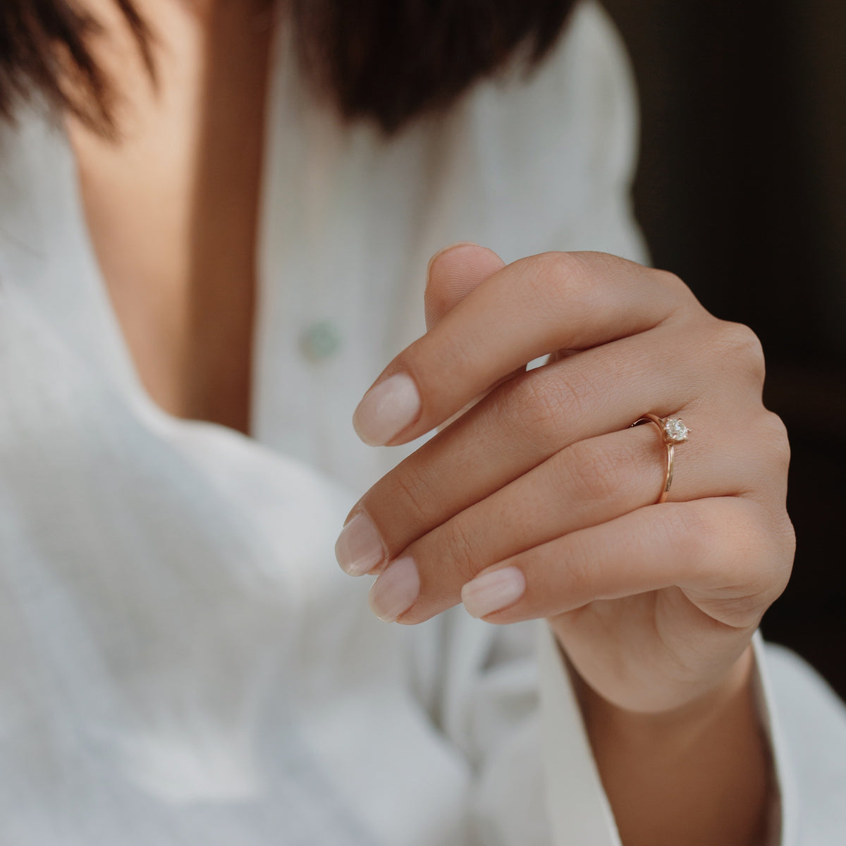 Solitaire Champagne Diamond Ring in Six Prong Setting Orizzo fine jewelry