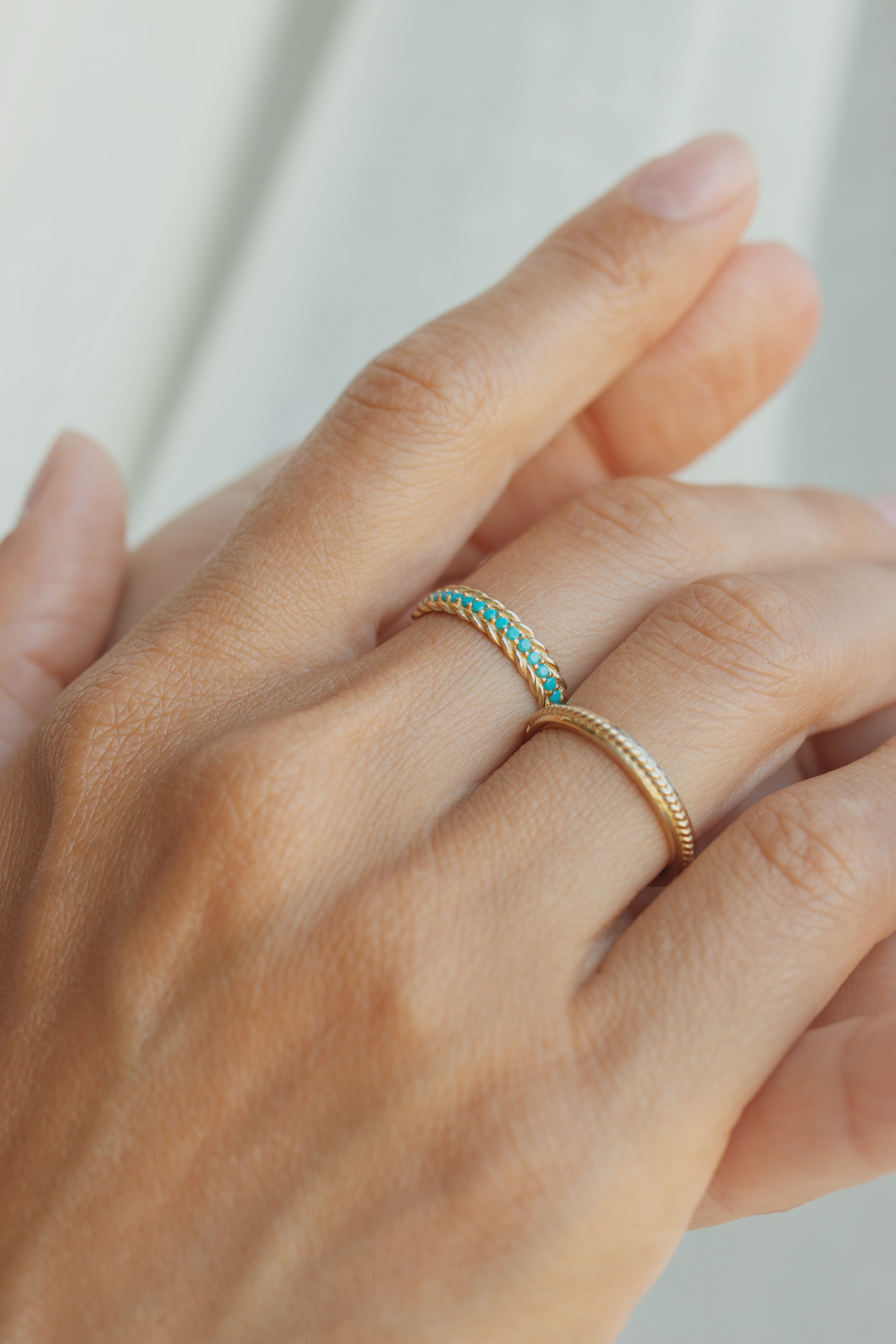 Turquoise Wedding Band in 14k Solid Gold Orizzo fine jewelry