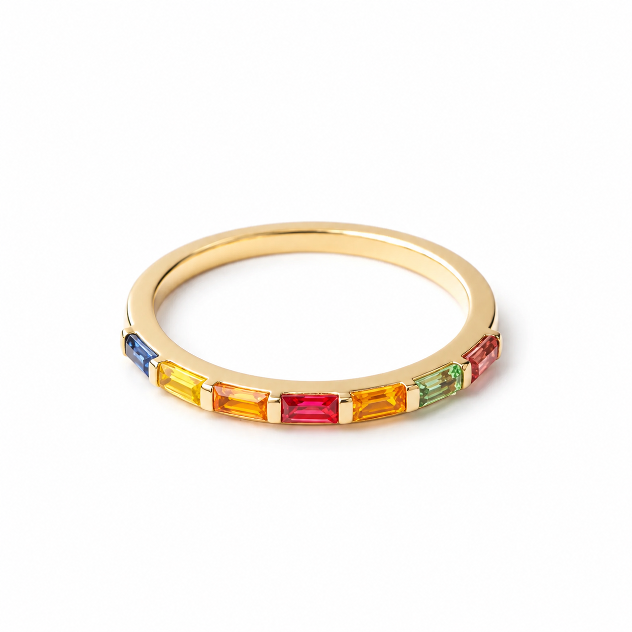 Baguette Multisapphire Wedding Band