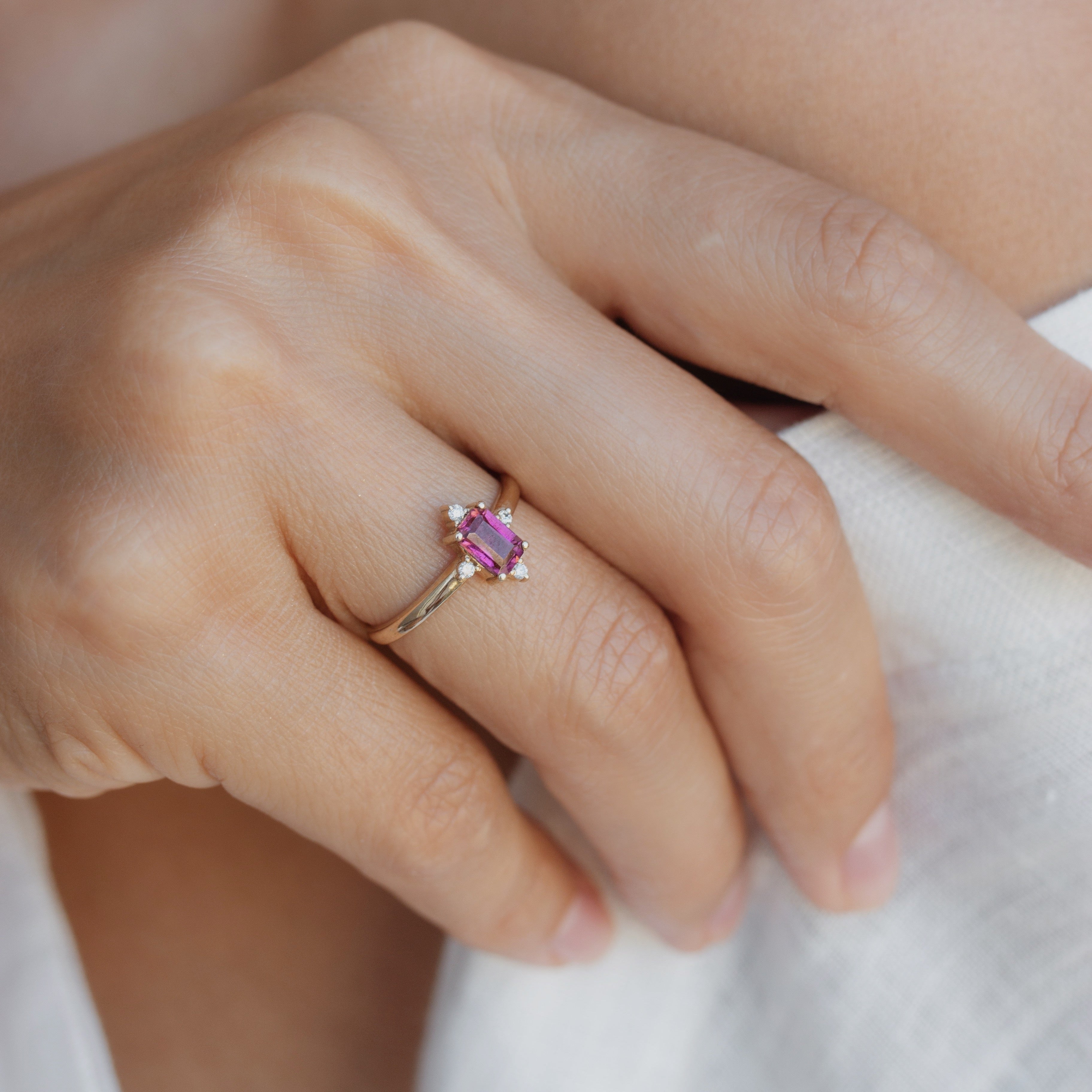 Art Deco Tourmaline Engagement Ring with Diamonds Orizzo fine jewelry