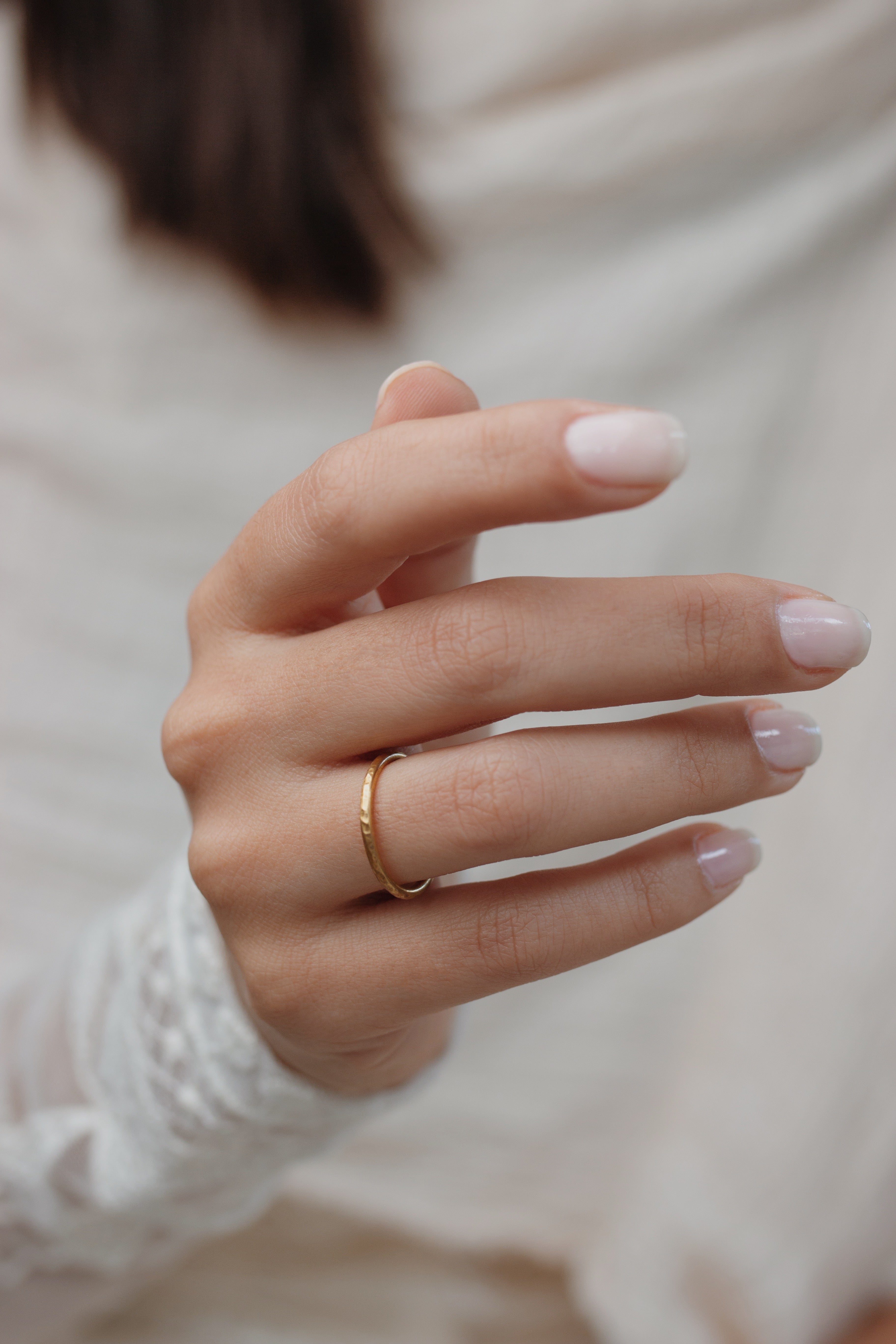 Hammered Gold Wedding Band in 14K Gold Orizzo fine jewelry
