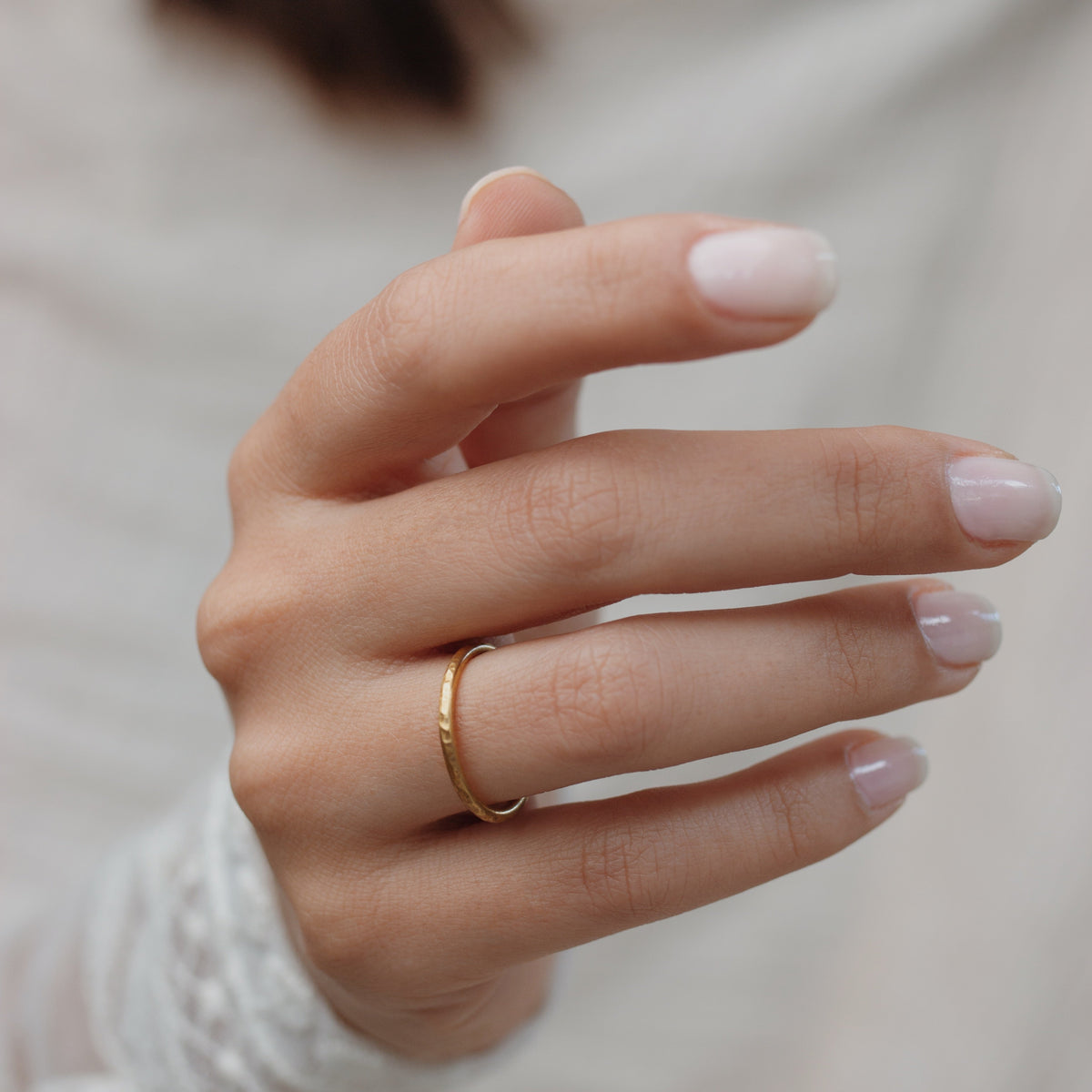 Hammered Gold Wedding Band in 14K Gold Orizzo fine jewelry