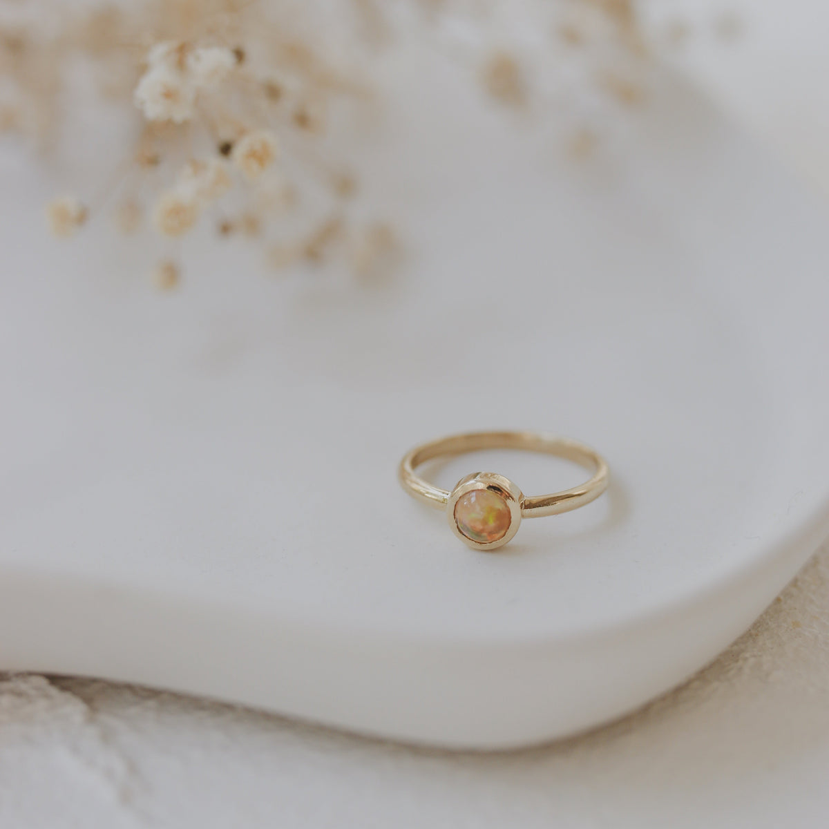 Bezel Set Solitaire Opal Ring Orizzo fine jewelry
