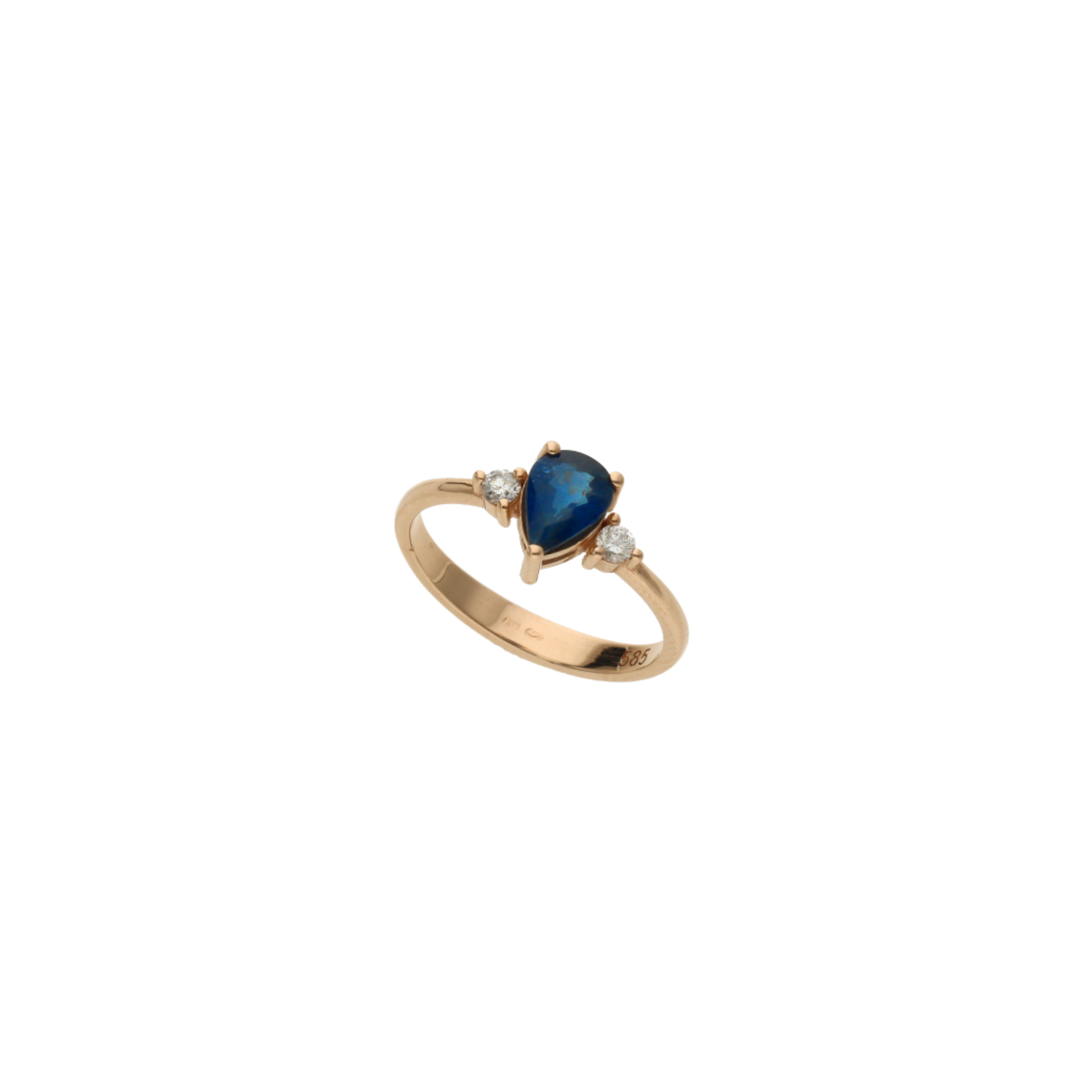Pear Cut Blue Sapphire Ring With Diamond