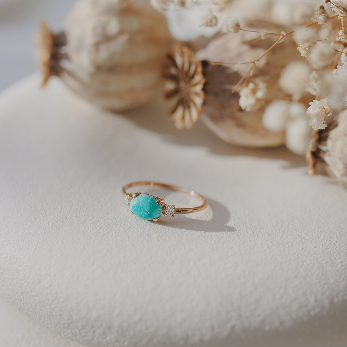 Natural Turquoise Engagement Ring With Diamond Orizzo fine jewelry
