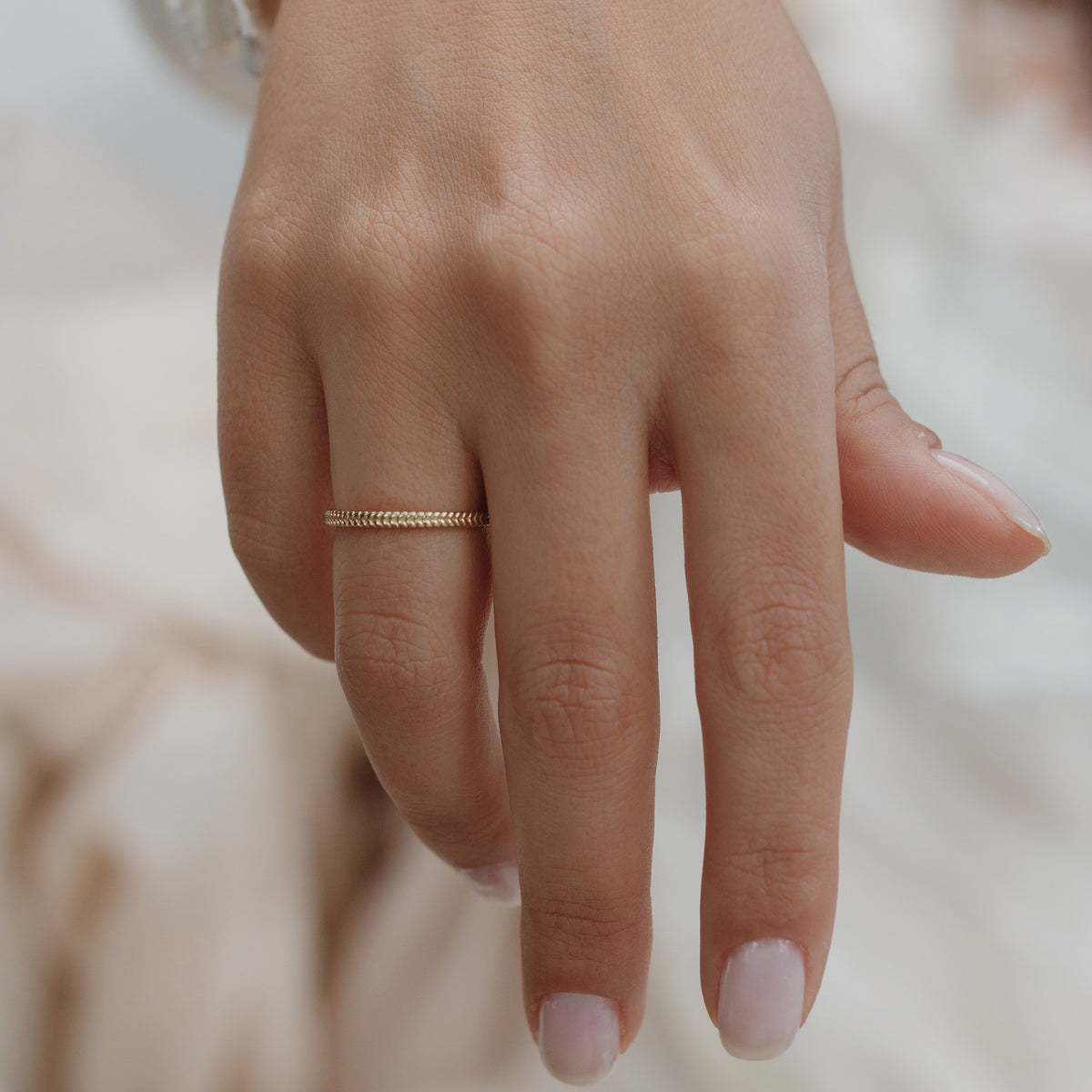 14 Karat Gold Wheat Pattern Wedding Band Orizzo fine jewelry