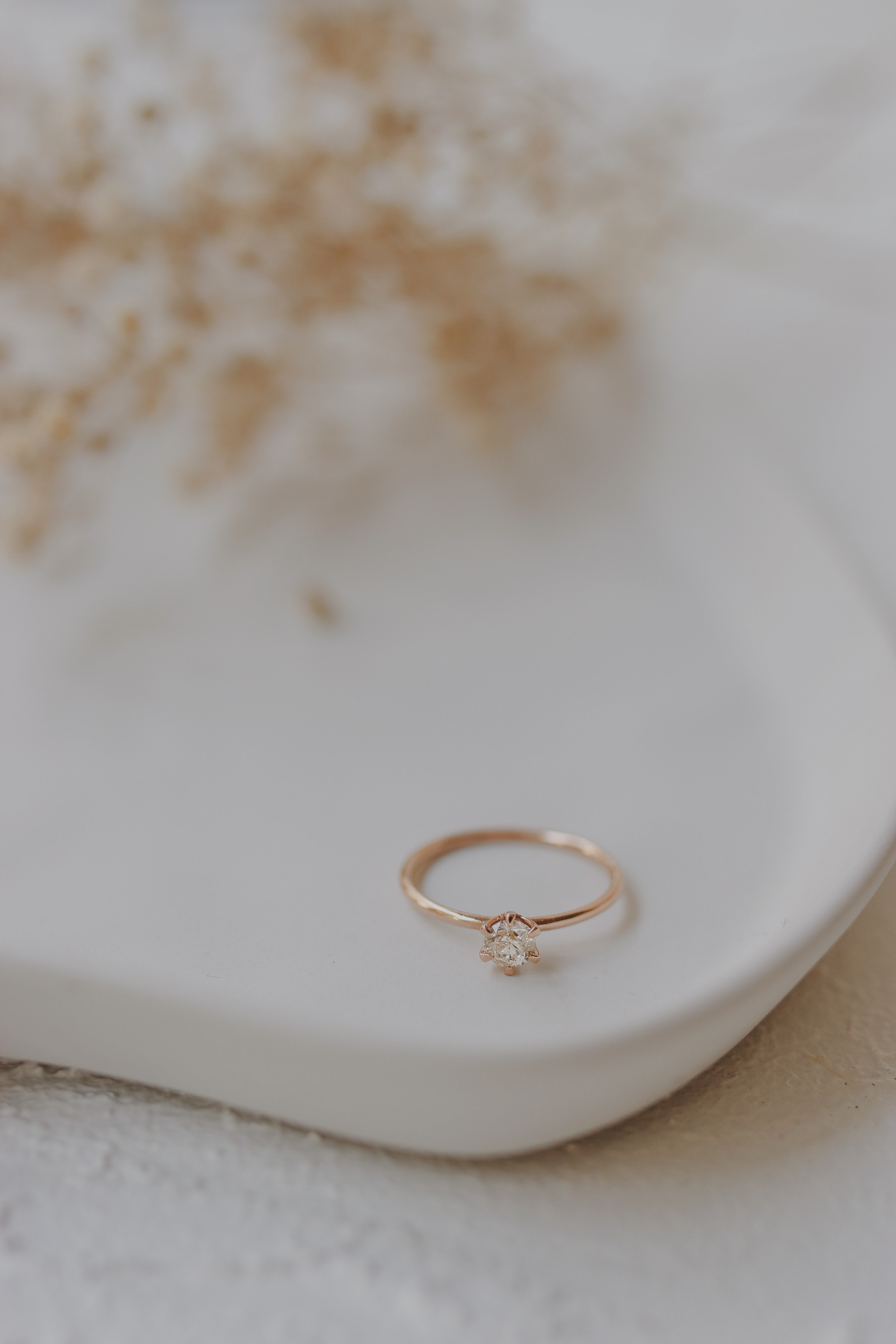 Solitaire Champagne Diamond Ring in Six Prong Setting Orizzo fine jewelry