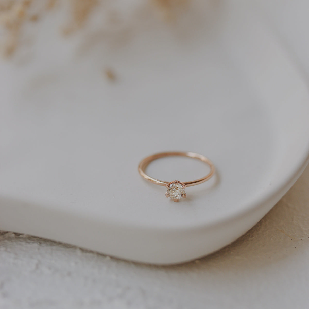 Solitaire Champagne Diamond Ring in Six Prong Setting Orizzo fine jewelry