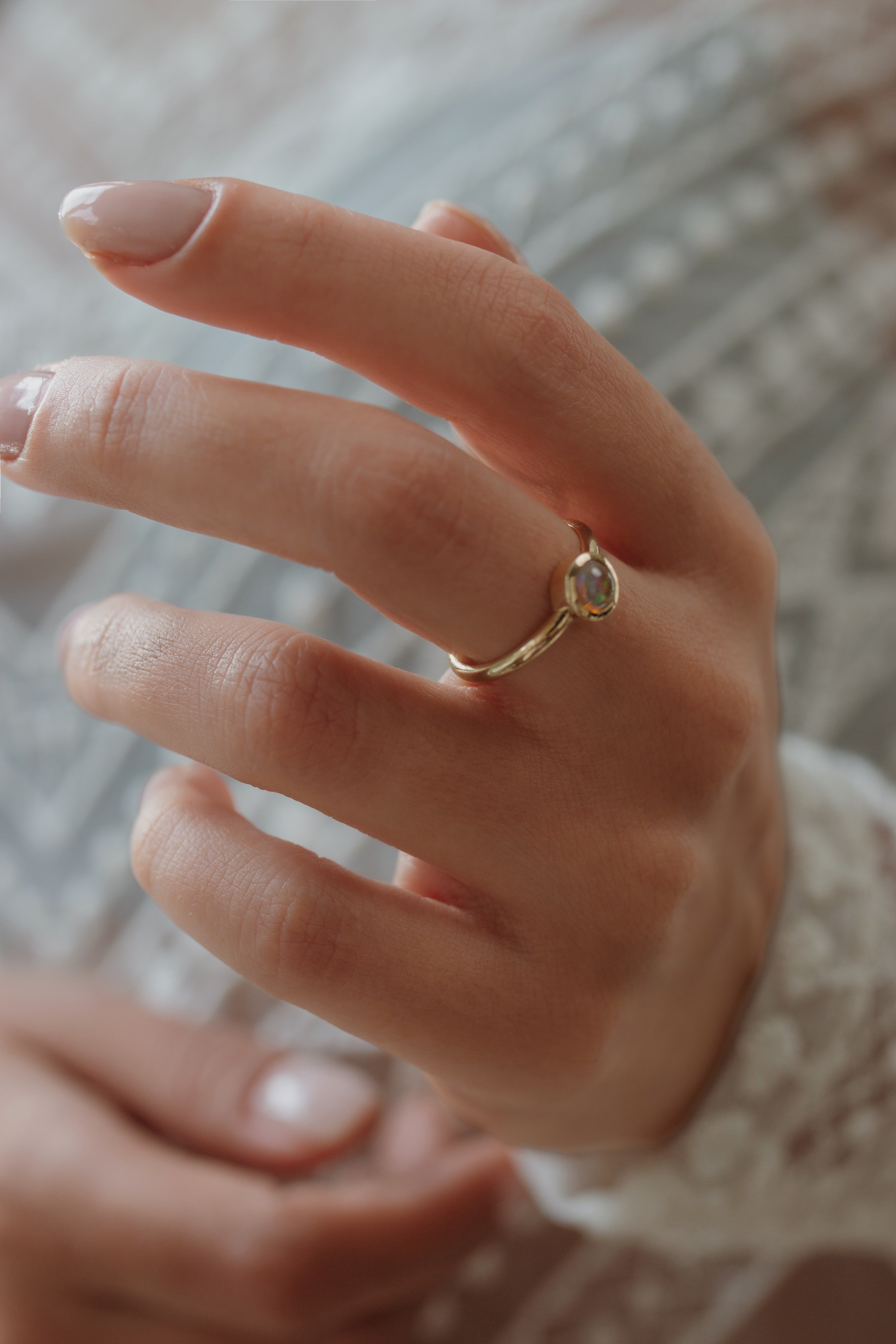 Bezel Set Solitaire Opal Ring Orizzo fine jewelry