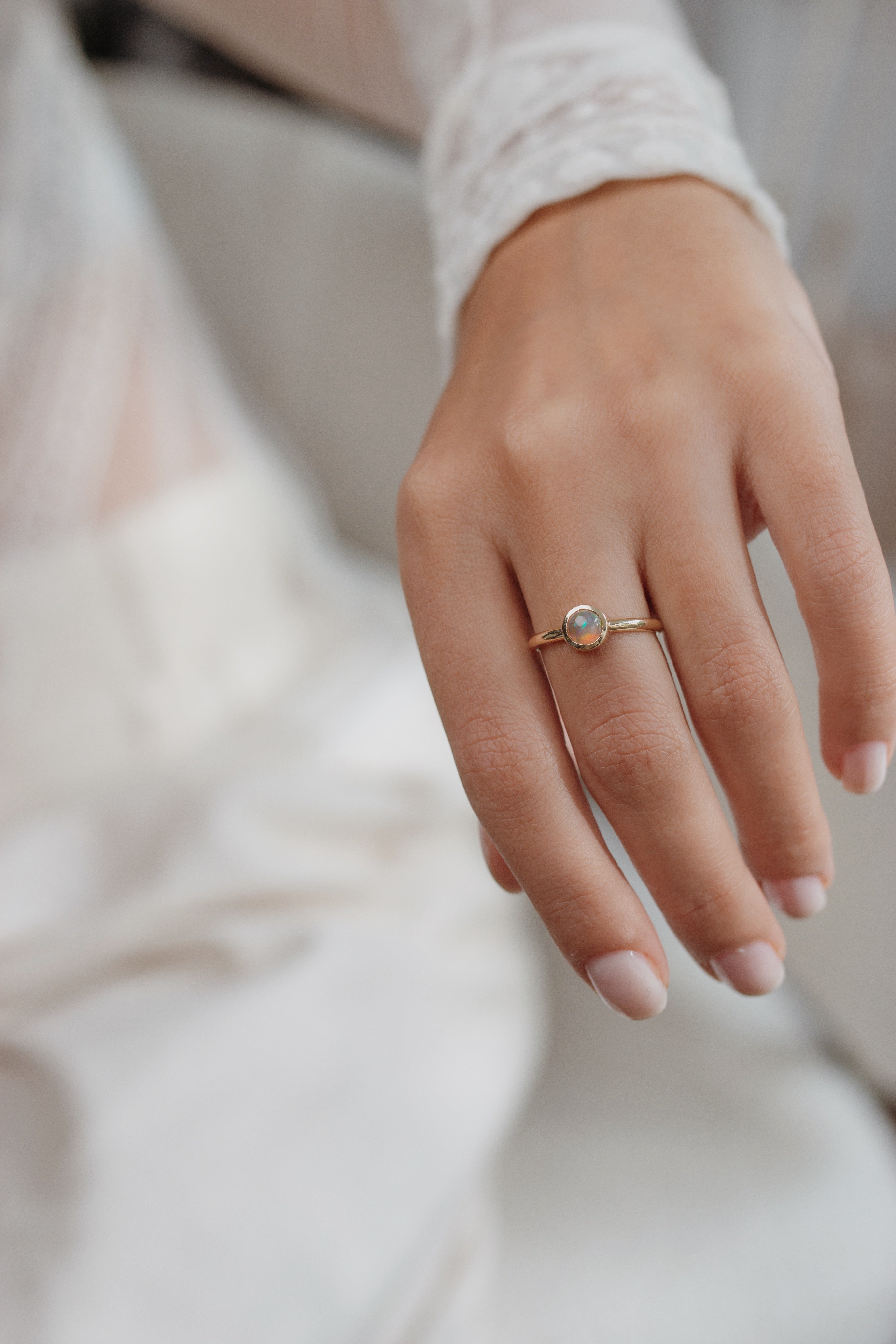 Bezel Set Solitaire Opal Ring Orizzo fine jewelry