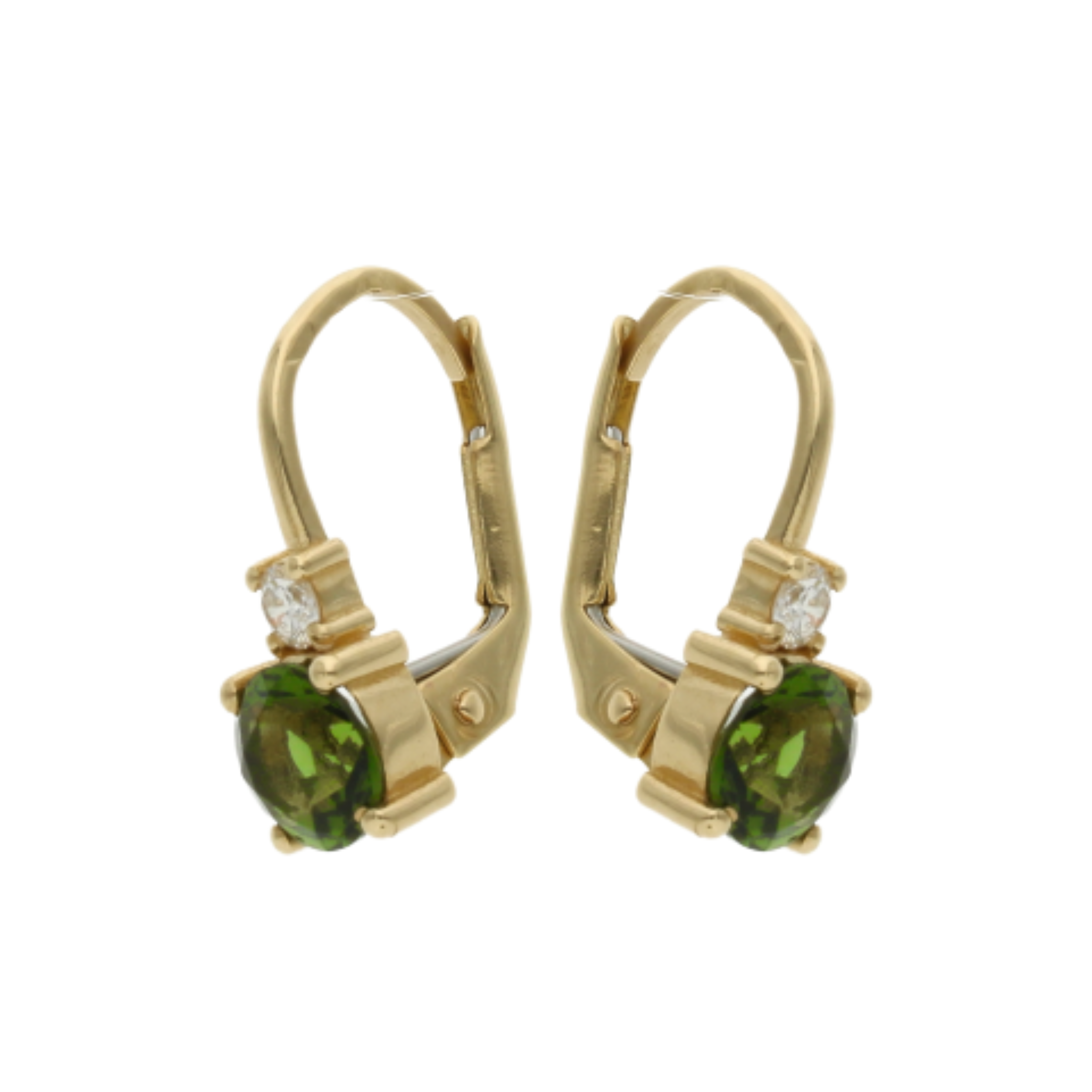 Moldavite Earrings With Diamond