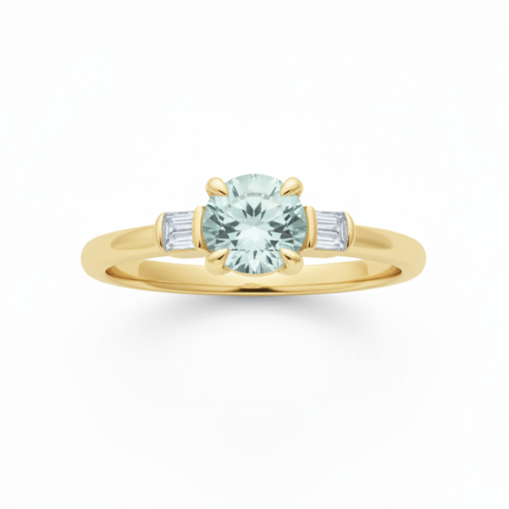Aquamarine Ring With Baguette Diamonds