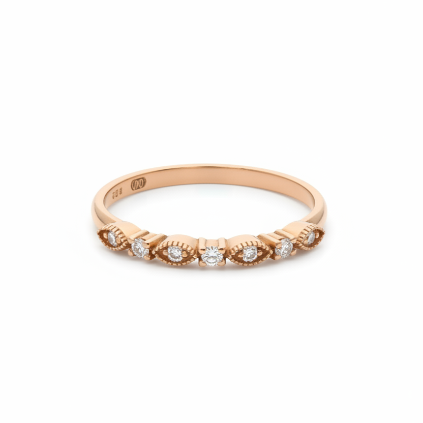 Diamantový eternity prsten ve stylu Art Deco ze 14karátového zlato