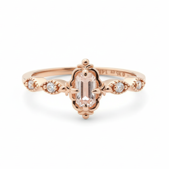 Art Deco Morganite Engagement Ring s Diamond